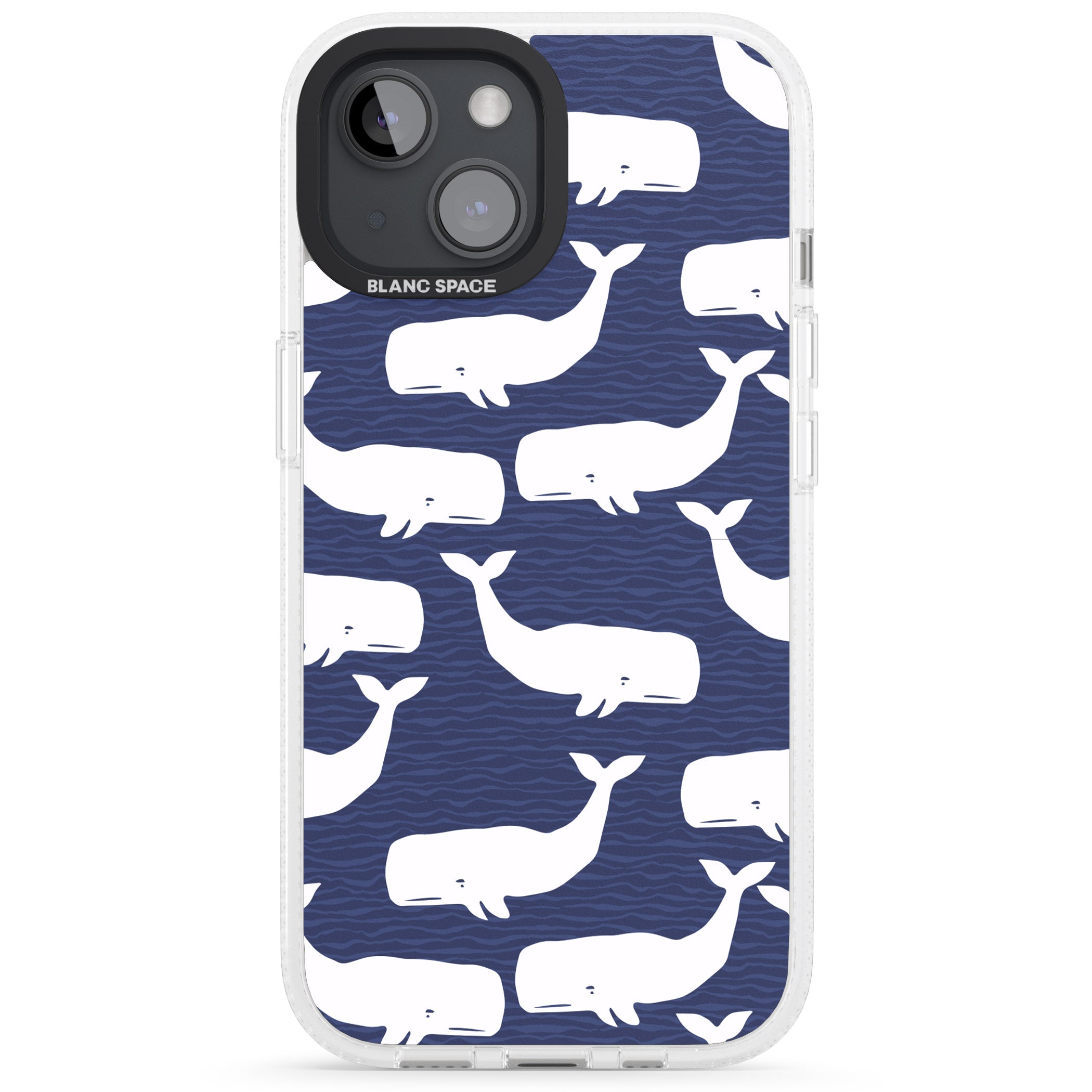 Cute Whales iPhone 15 / 14 / 13 Clear Case Impact Air - Blanc Space