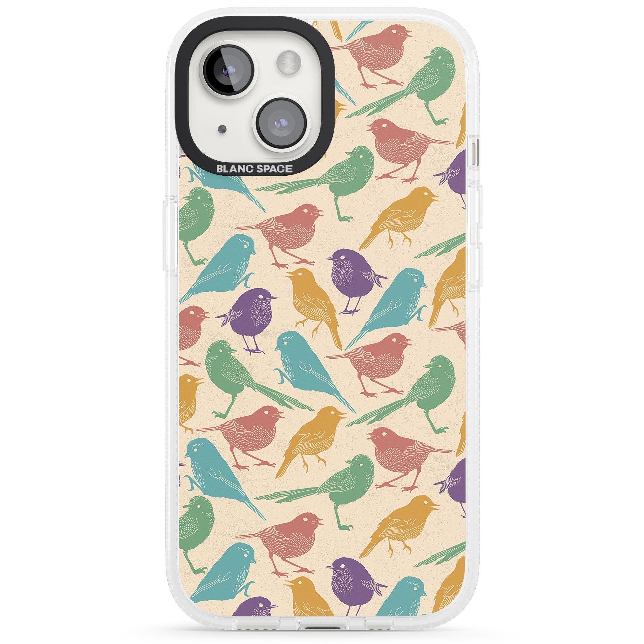 Colourful Feathered Friends Bird iPhone 15 / 14 / 13 Clear Case Impact Air - Blanc Space