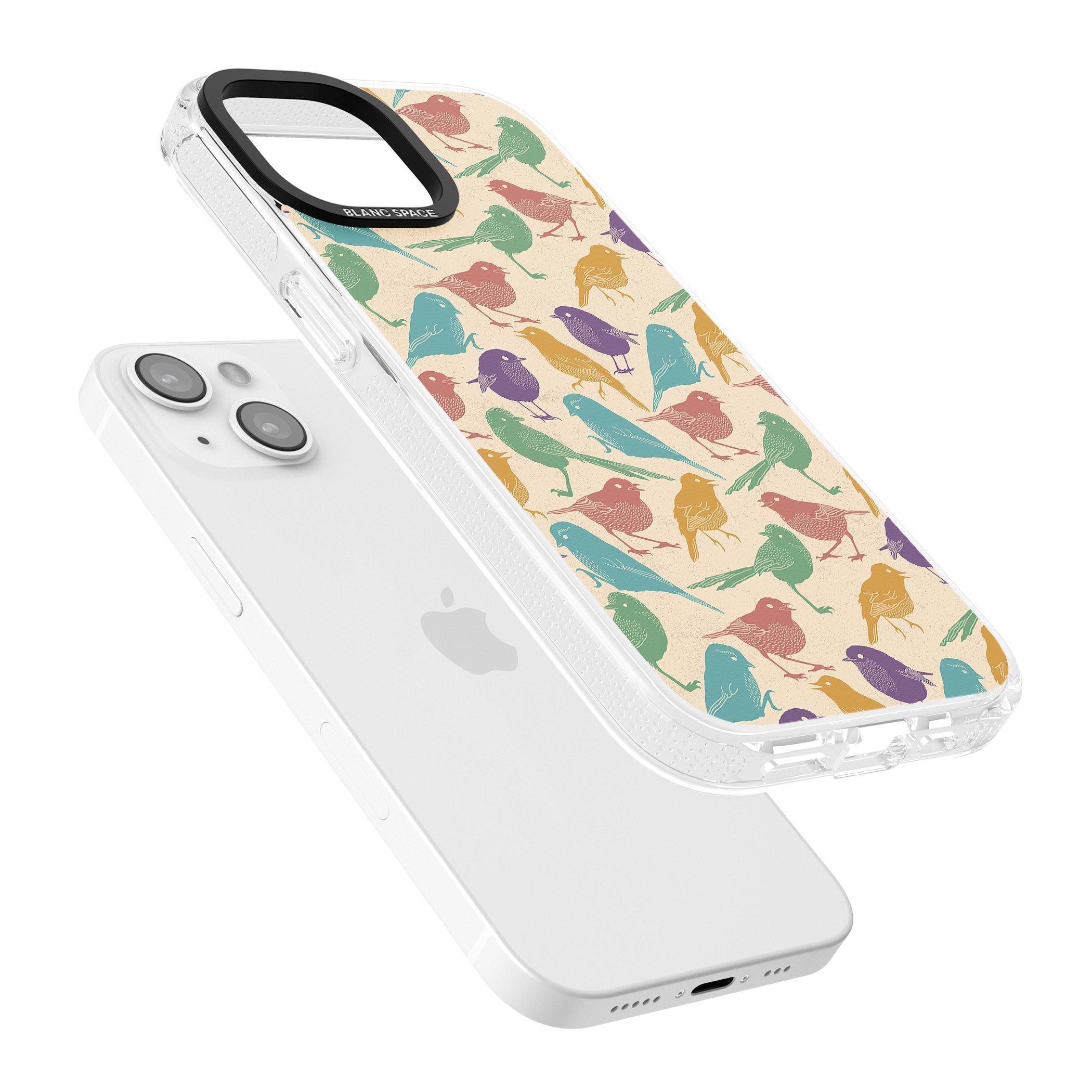 Colourful Feathered Friends Bird iPhone 15 / 14 / 13 Clear Case Impact Air - Blanc Space