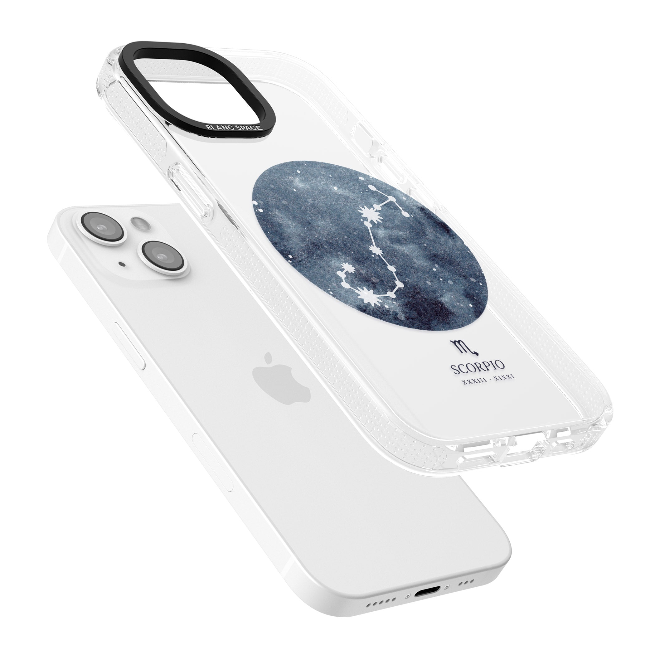 Scorpio Zodiac Transparent Design - Blue iPhone 15 / 14 / 13 Clear Case Impact Air - Blanc Space