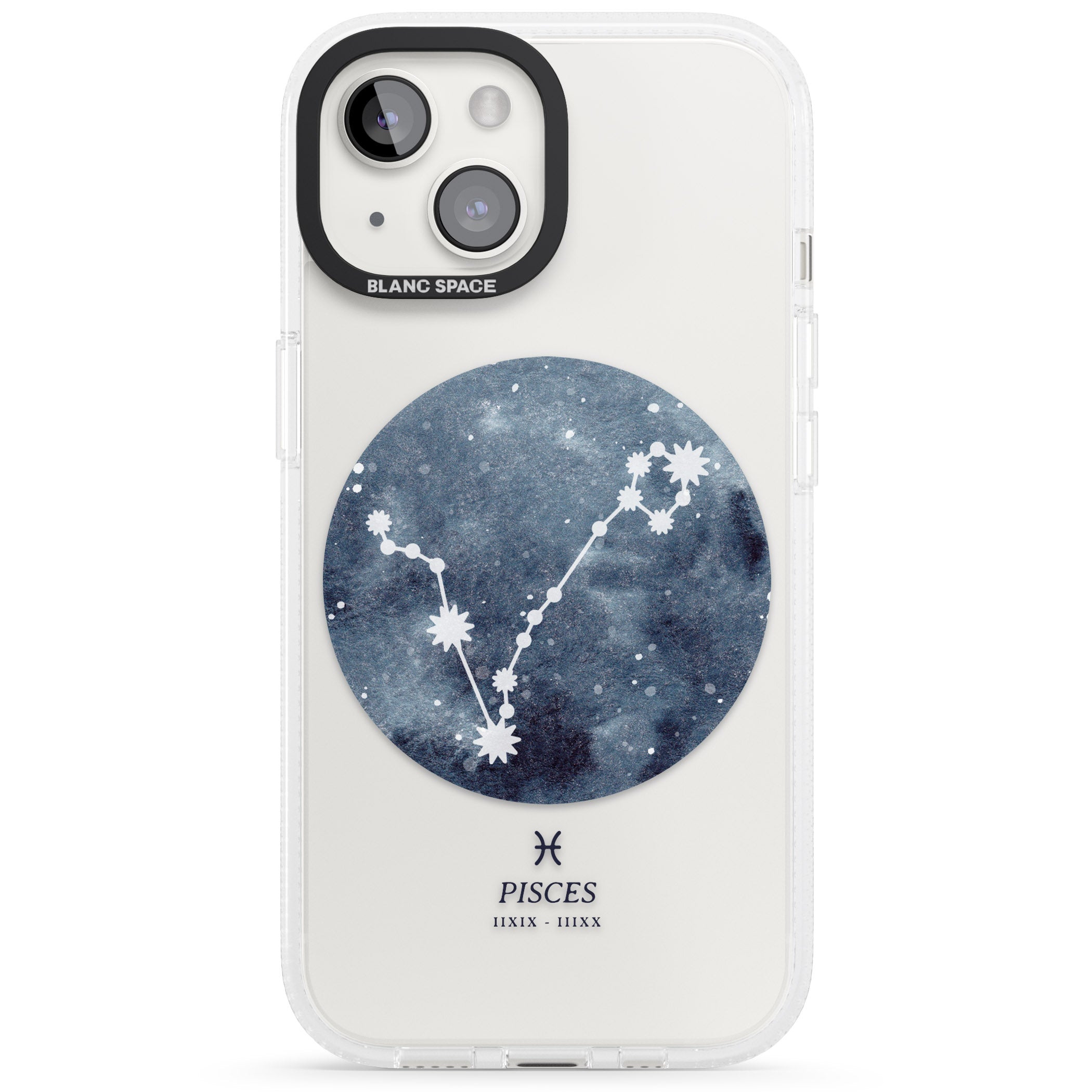 Pisces Zodiac Transparent Design - Blue iPhone 15 / 14 / 13 Clear Case Impact Air - Blanc Space