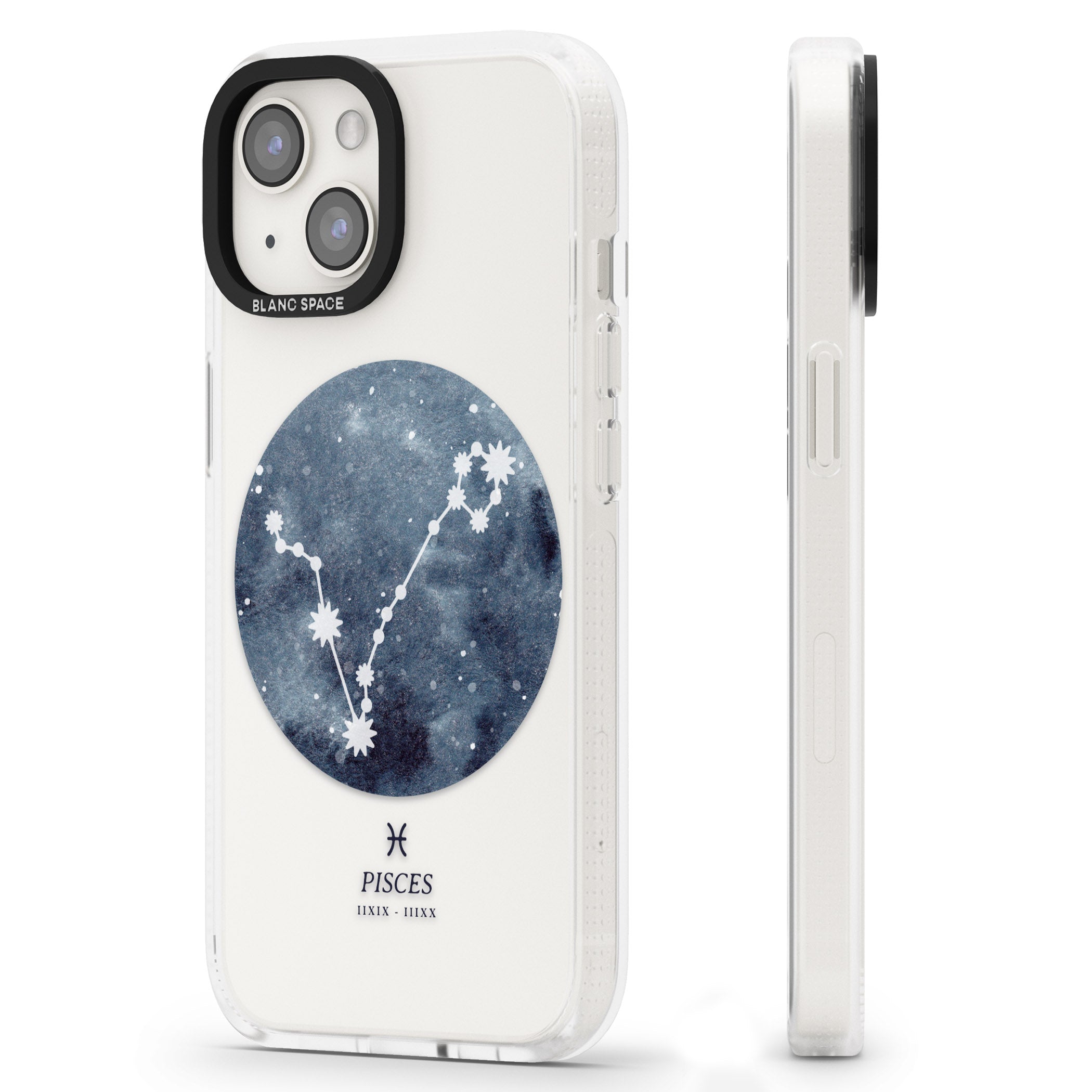 Pisces Zodiac Transparent Design - Blue iPhone 15 / 14 / 13 Clear Case Impact Air - Blanc Space
