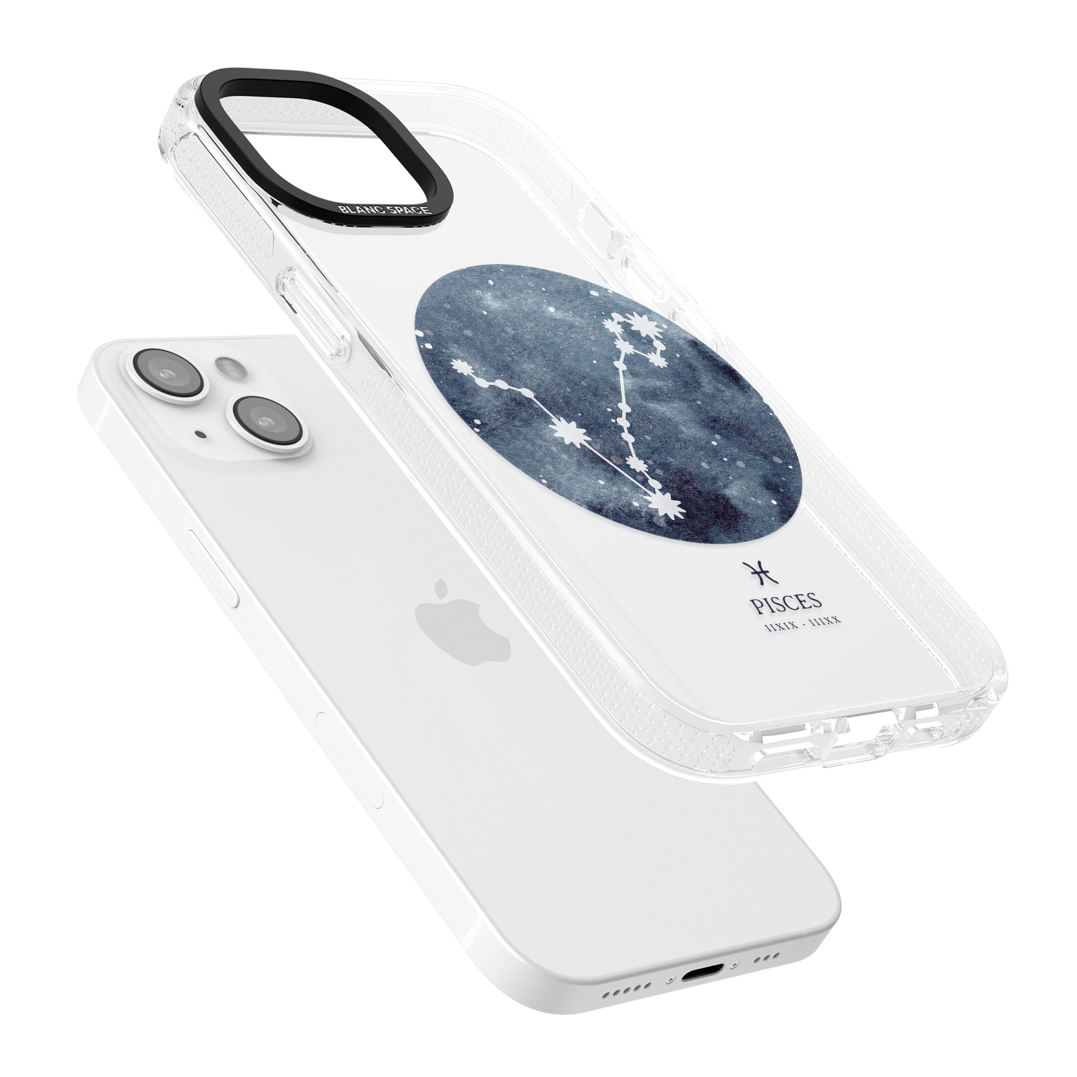 Pisces Zodiac Transparent Design - Blue iPhone 15 / 14 / 13 Clear Case Impact Air - Blanc Space
