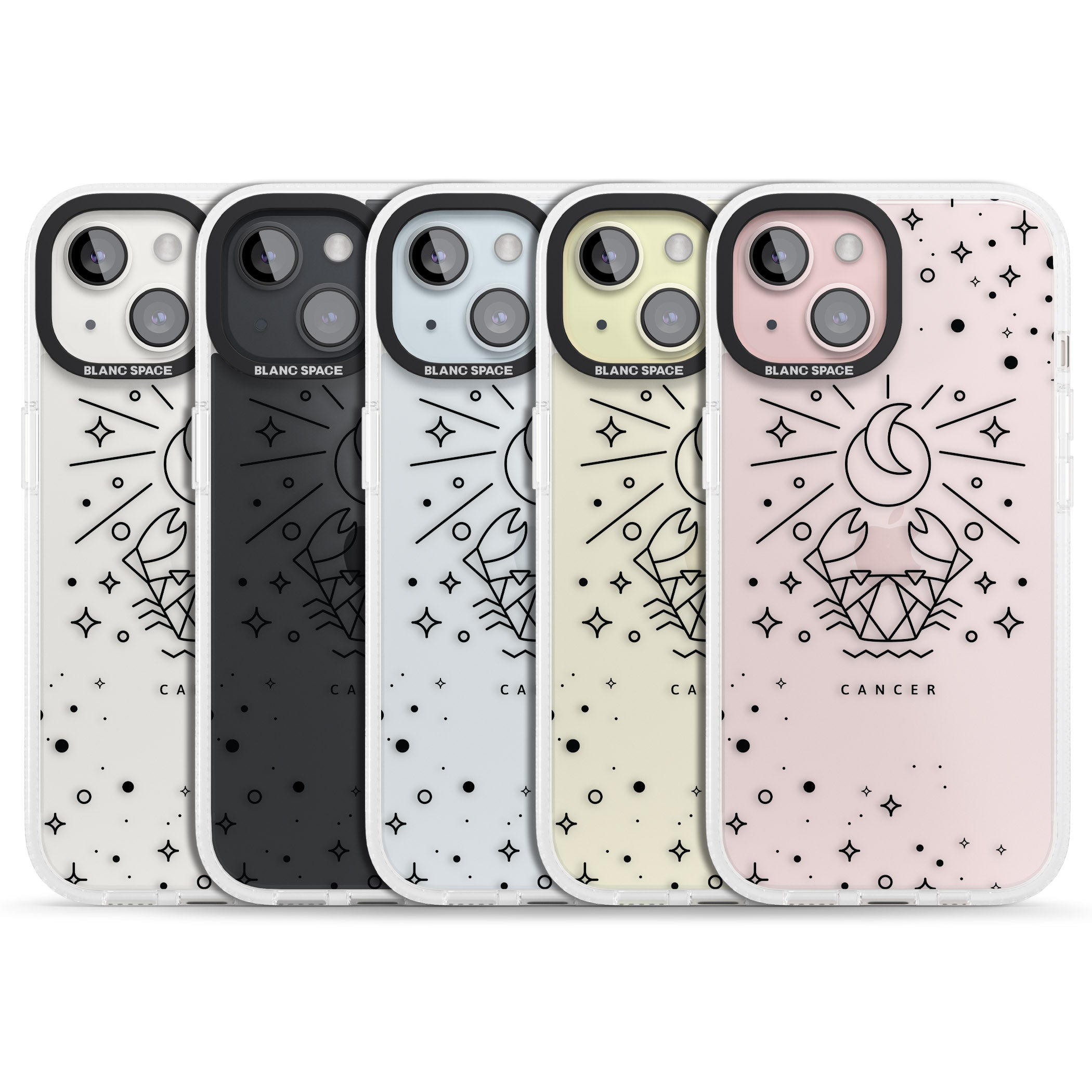 Cancer Emblem - Transparent Design iPhone 15 / 14 / 13 Clear Case Impact Air - Blanc Space