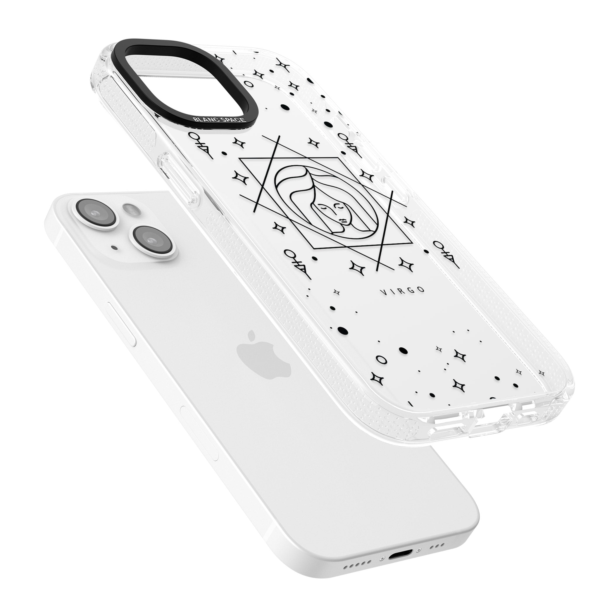 Virgo Emblem - Transparent Design iPhone 15 / 14 / 13 Clear Case Impact Air - Blanc Space