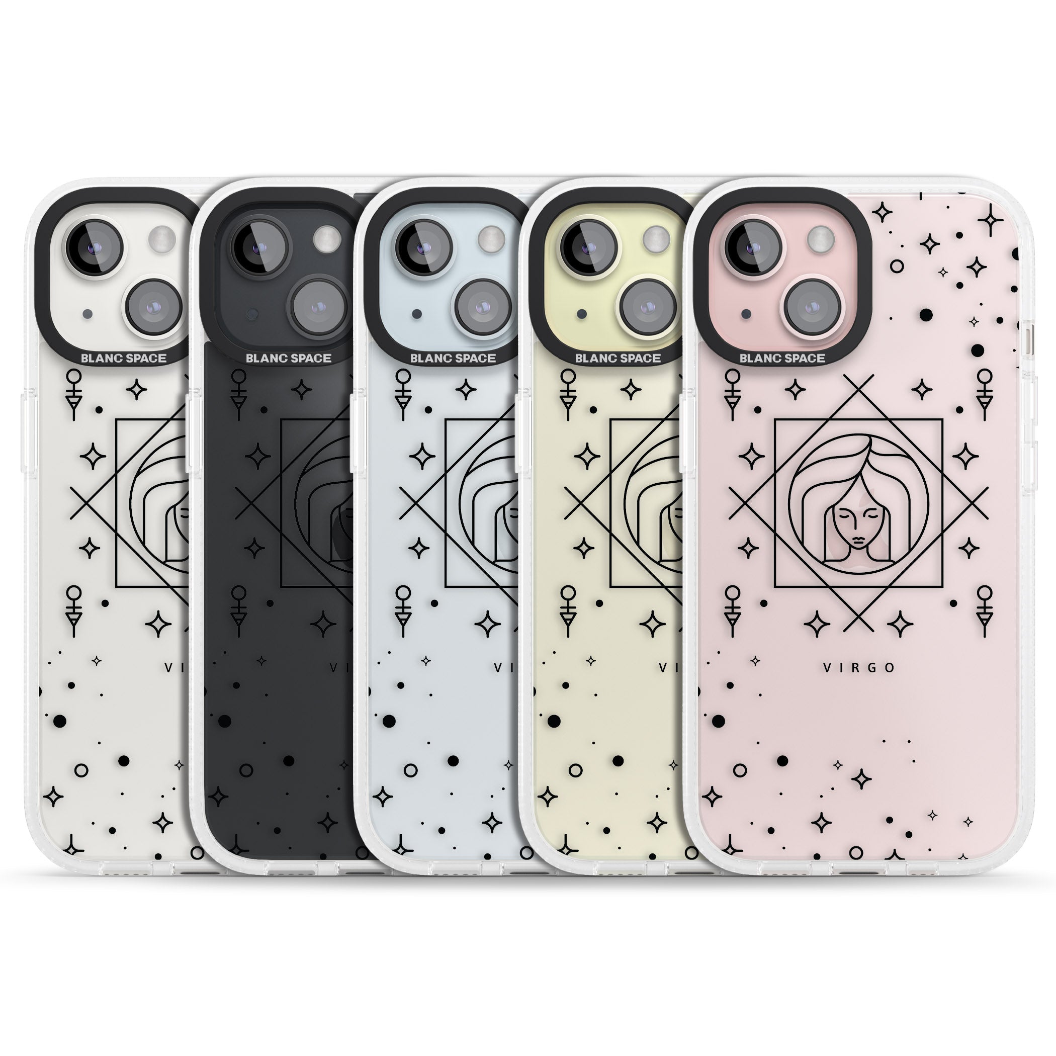 Virgo Emblem - Transparent Design iPhone 15 / 14 / 13 Clear Case Impact Air - Blanc Space