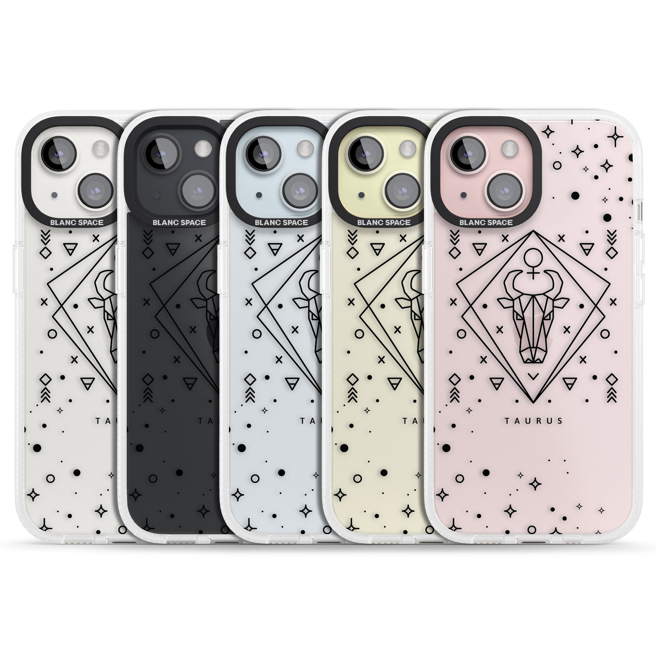 Taurus Emblem - Transparent Design iPhone 15 / 14 / 13 Clear Case Impact Air - Blanc Space
