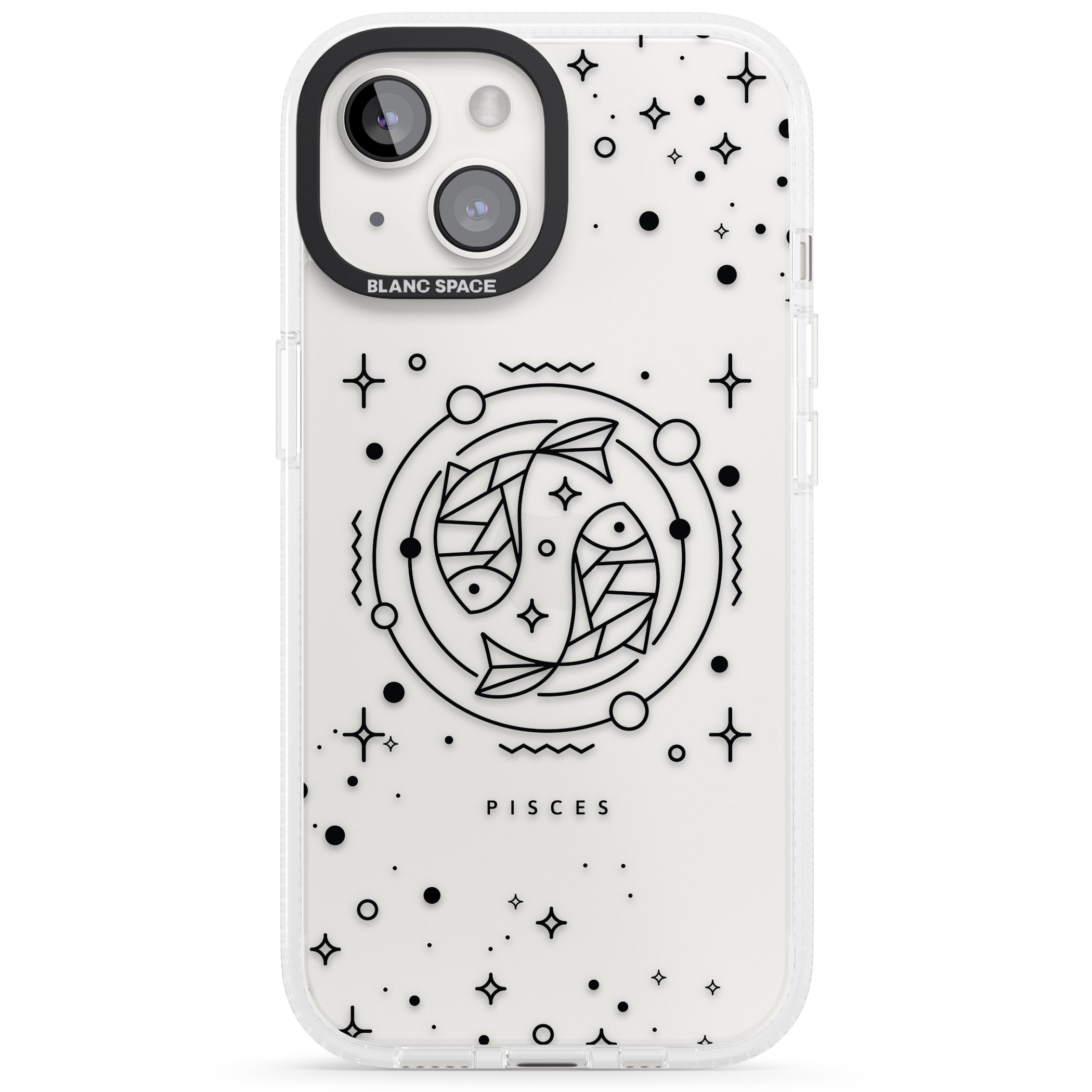 Pisces Emblem - Transparent Design iPhone 15 / 14 / 13 Clear Case Impact Air - Blanc Space