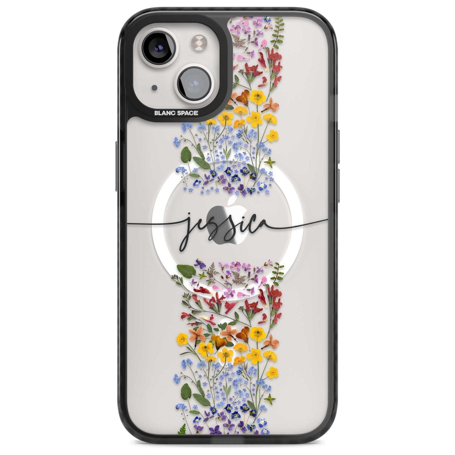 Personalised Wildflower Floral Stripe Personalised Custom Phone Case iPhone 15 Plus / Magsafe Black Impact Case,iPhone 15 / Magsafe Black Impact Case,iPhone 14 Plus / Magsafe Black Impact Case,iPhone 14 / Magsafe Black Impact Case,iPhone 13 / Magsafe Black Impact Case Blanc Space