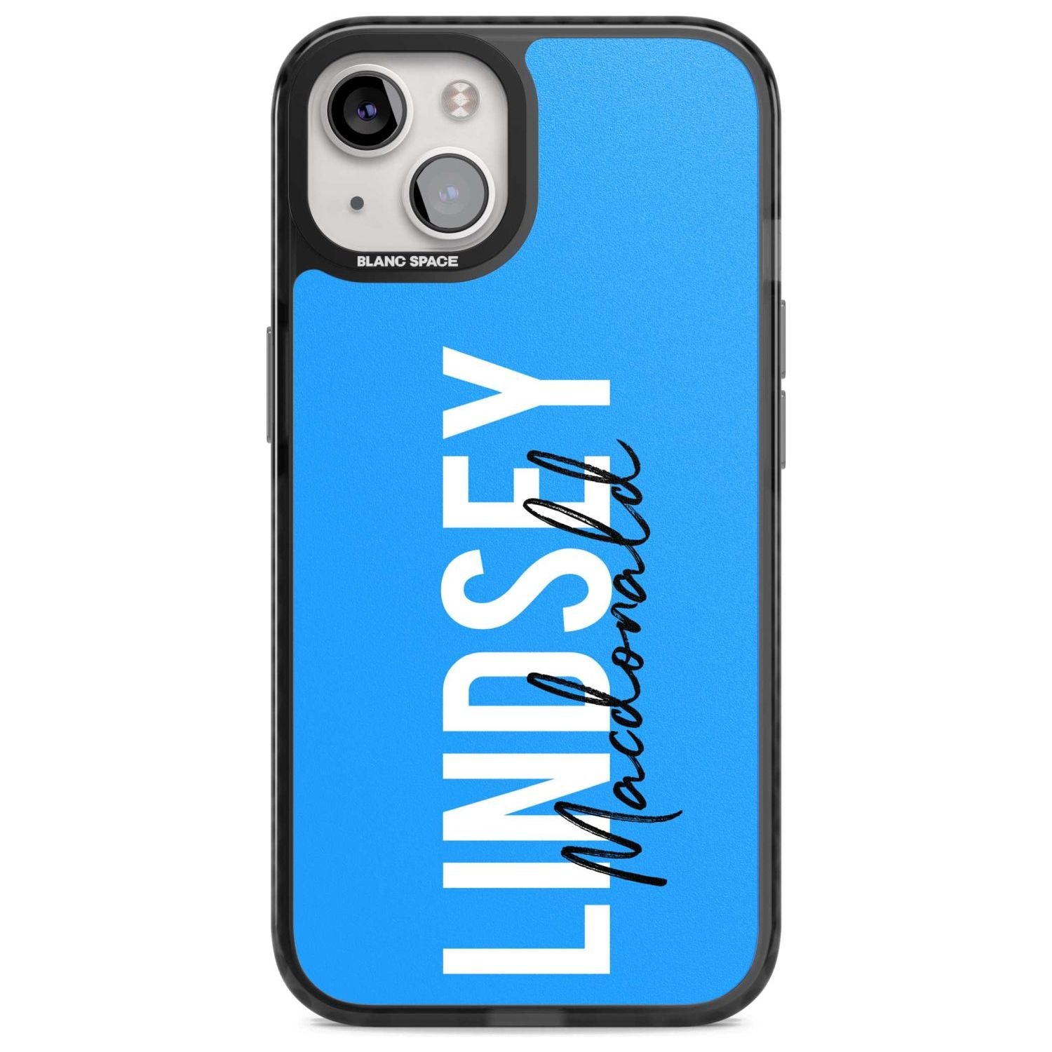 Personalised Bold Name: Blue Custom Phone Case iPhone 15 Plus / Magsafe Black Impact Case,iPhone 15 / Magsafe Black Impact Case,iPhone 14 Plus / Magsafe Black Impact Case,iPhone 14 / Magsafe Black Impact Case,iPhone 13 / Magsafe Black Impact Case Blanc Space