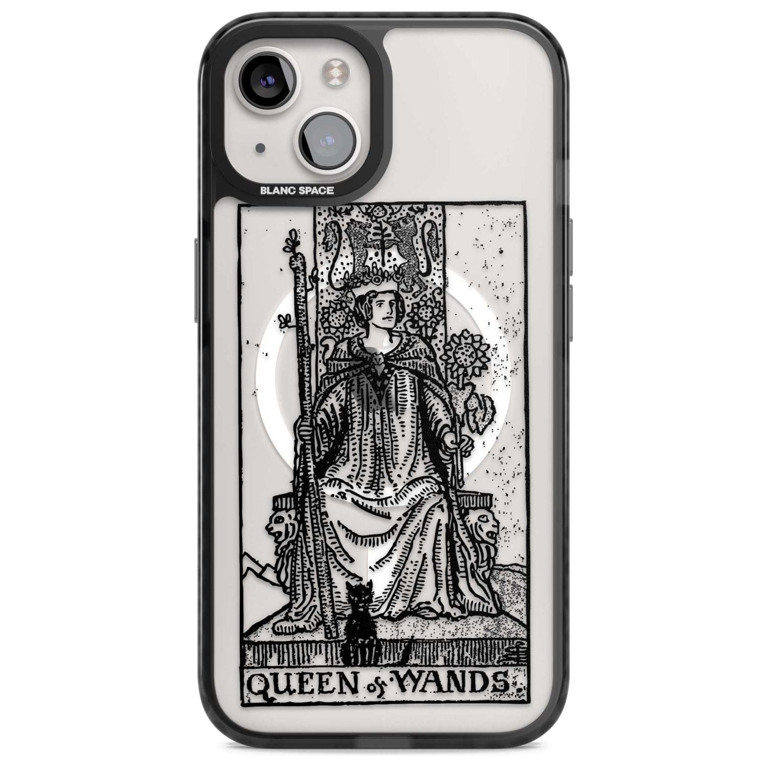 Personalised Queen of Wands Tarot Card - Transparent Custom Phone Case iPhone 15 Plus / Magsafe Black Impact Case,iPhone 15 / Magsafe Black Impact Case,iPhone 14 Plus / Magsafe Black Impact Case,iPhone 14 / Magsafe Black Impact Case,iPhone 13 / Magsafe Black Impact Case Blanc Space
