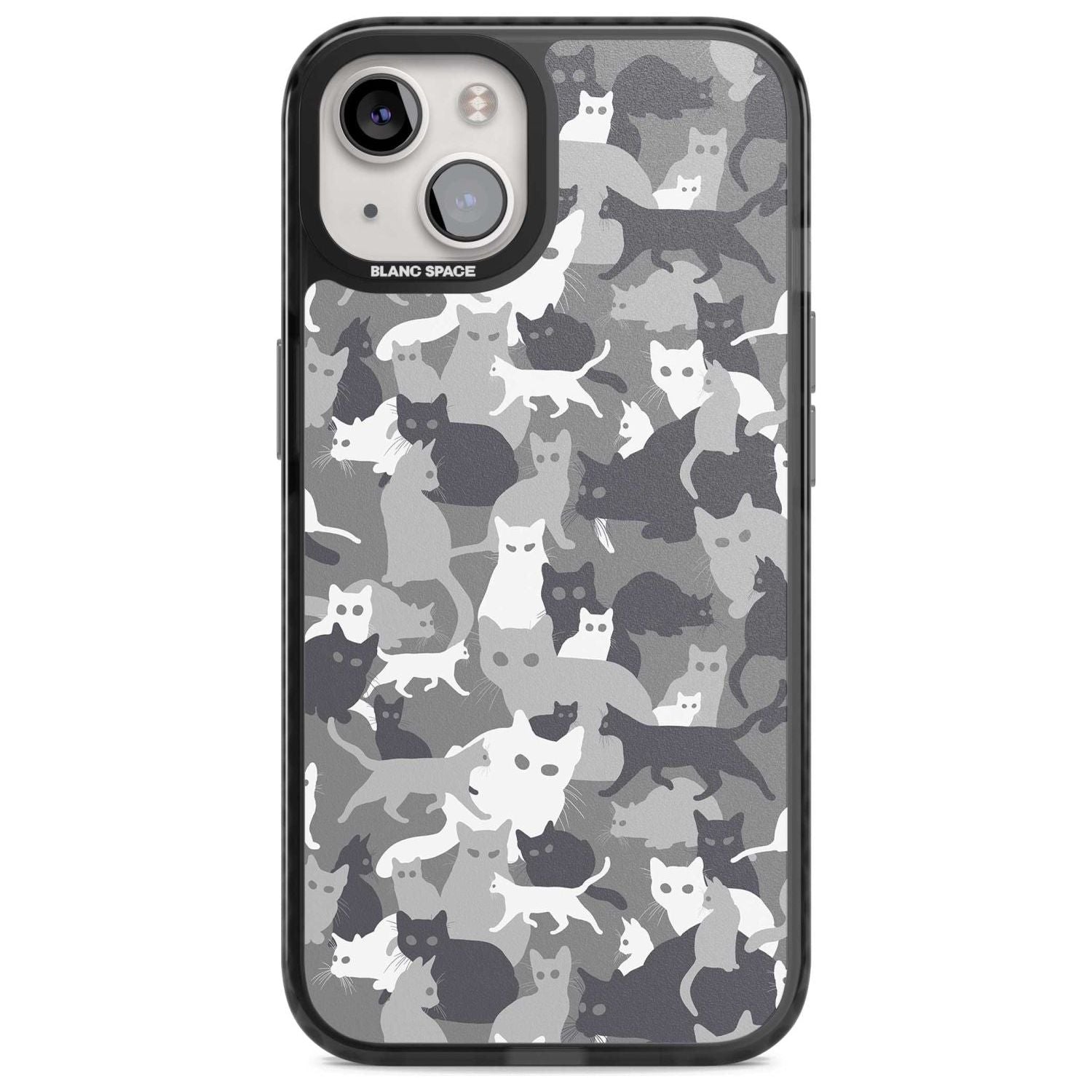 Dark Grey Cat Camouflage Pattern Phone Case iPhone 15 Plus / Magsafe Black Impact Case,iPhone 15 / Magsafe Black Impact Case,iPhone 14 Plus / Magsafe Black Impact Case,iPhone 14 / Magsafe Black Impact Case,iPhone 13 / Magsafe Black Impact Case Blanc Space