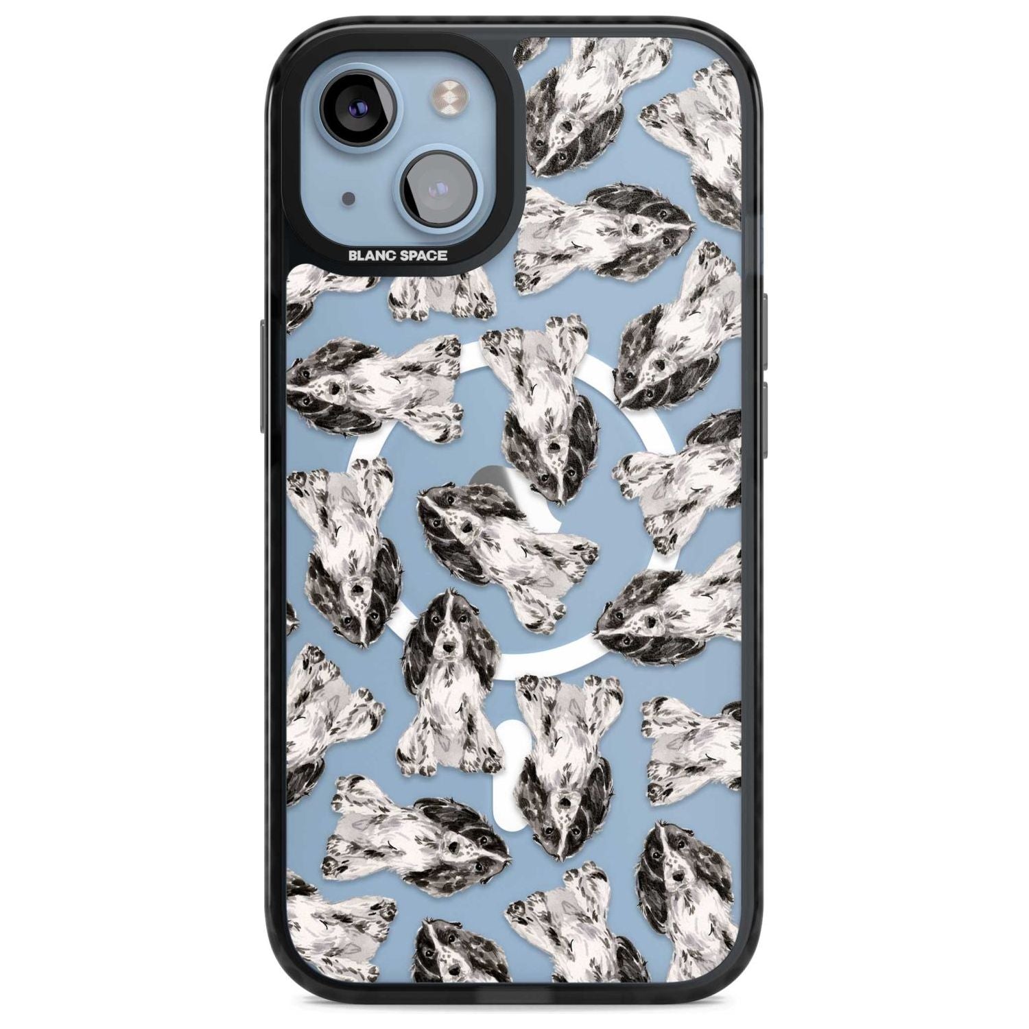 Cocker Spaniel (Black) Watercolour Dog Pattern Phone Case iPhone 15 Plus / Magsafe Black Impact Case,iPhone 15 / Magsafe Black Impact Case,iPhone 14 Plus / Magsafe Black Impact Case,iPhone 14 / Magsafe Black Impact Case,iPhone 13 / Magsafe Black Impact Case Blanc Space