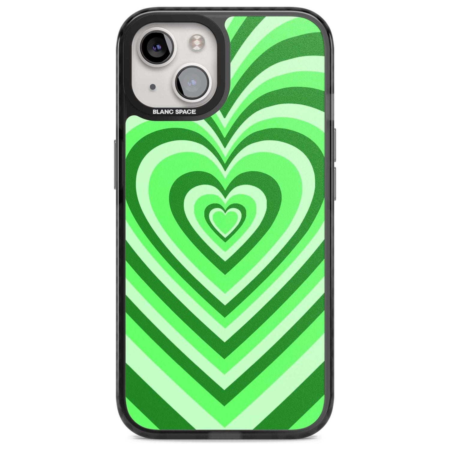 Green Heart Illusion Phone Case iPhone 15 Plus / Magsafe Black Impact Case,iPhone 15 / Magsafe Black Impact Case,iPhone 14 Plus / Magsafe Black Impact Case,iPhone 14 / Magsafe Black Impact Case,iPhone 13 / Magsafe Black Impact Case Blanc Space