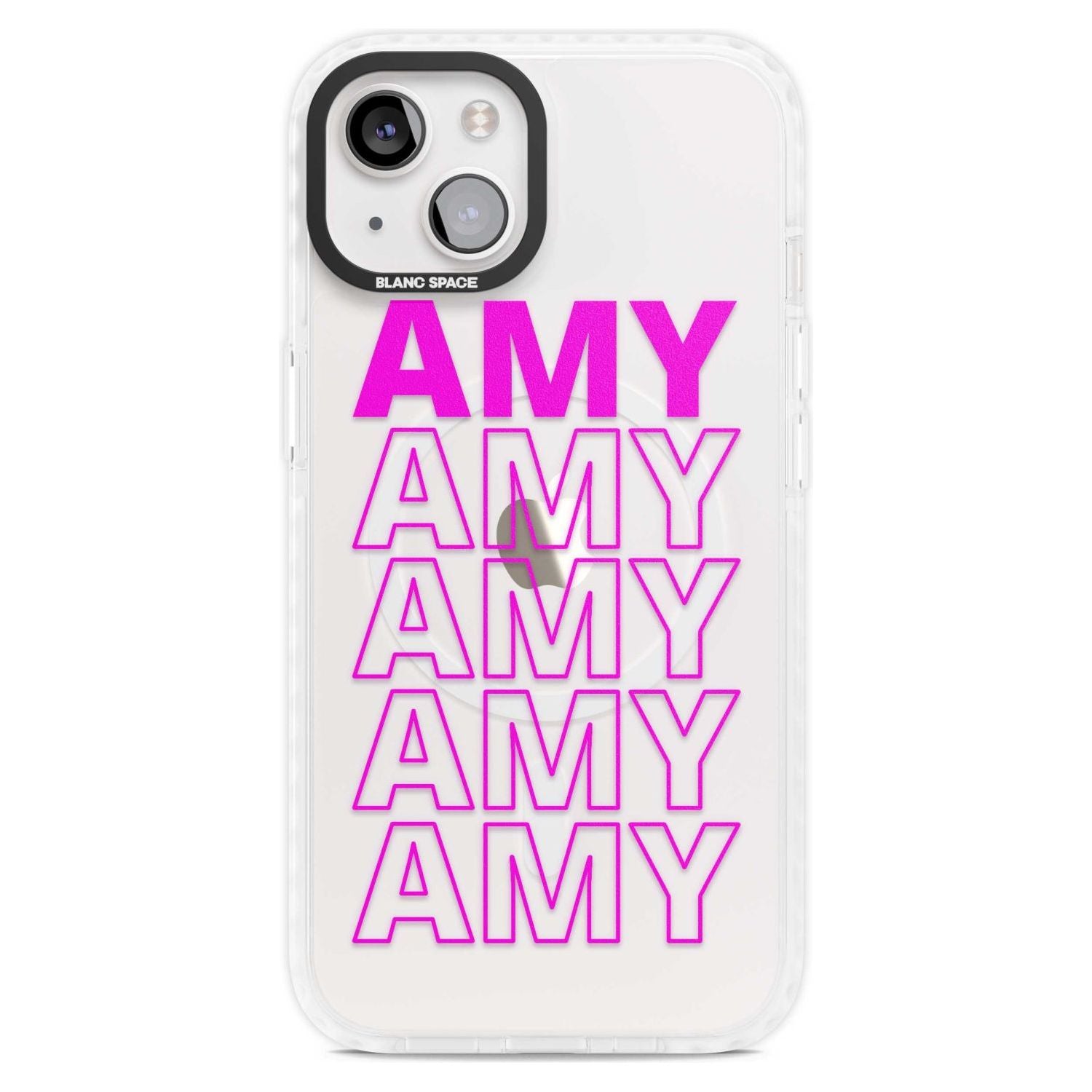 Personalised Clear Text 5D Custom Phone Case iPhone 15 Plus / Magsafe Impact Case,iPhone 15 / Magsafe Impact Case Blanc Space