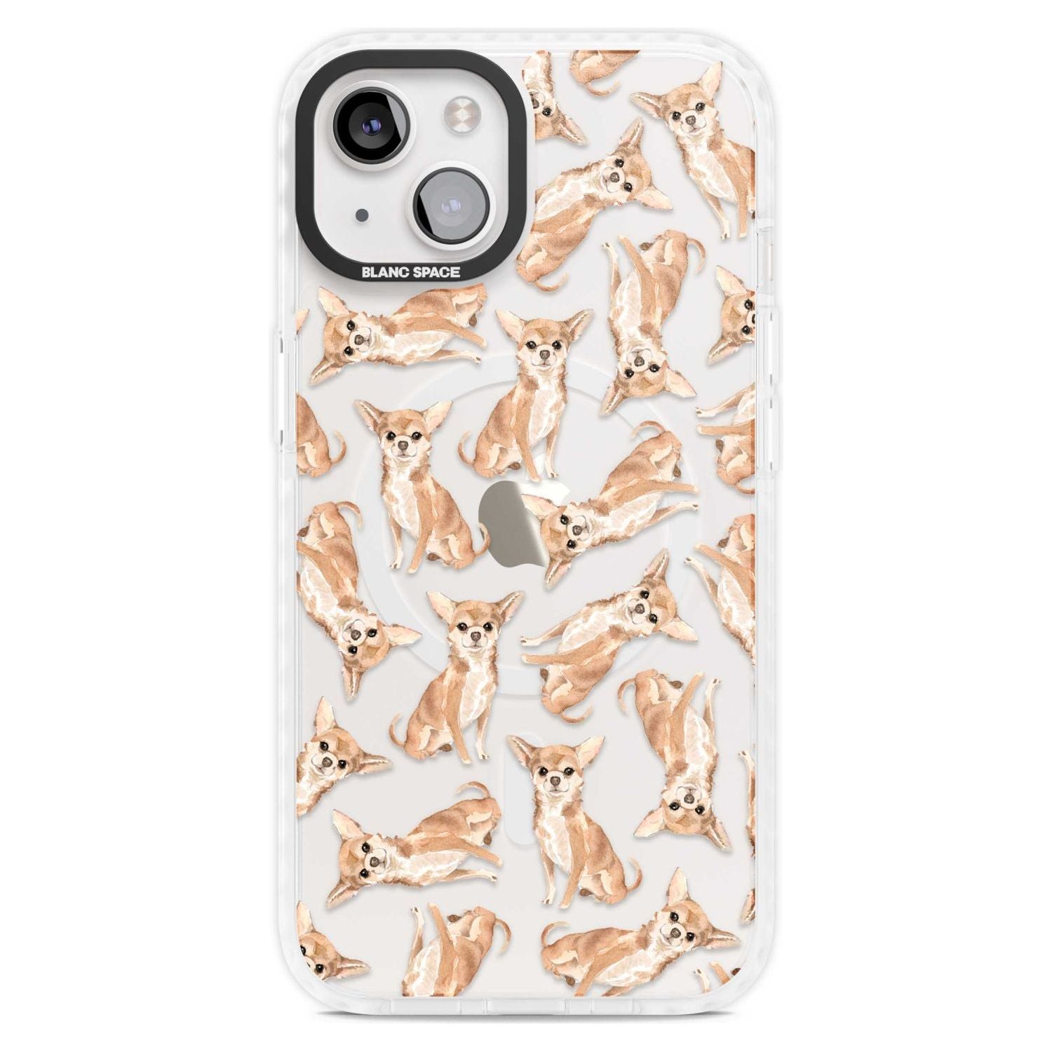 Chihuahua Watercolour Dog Pattern Phone Case iPhone 15 Plus / Magsafe Impact Case,iPhone 15 / Magsafe Impact Case Blanc Space