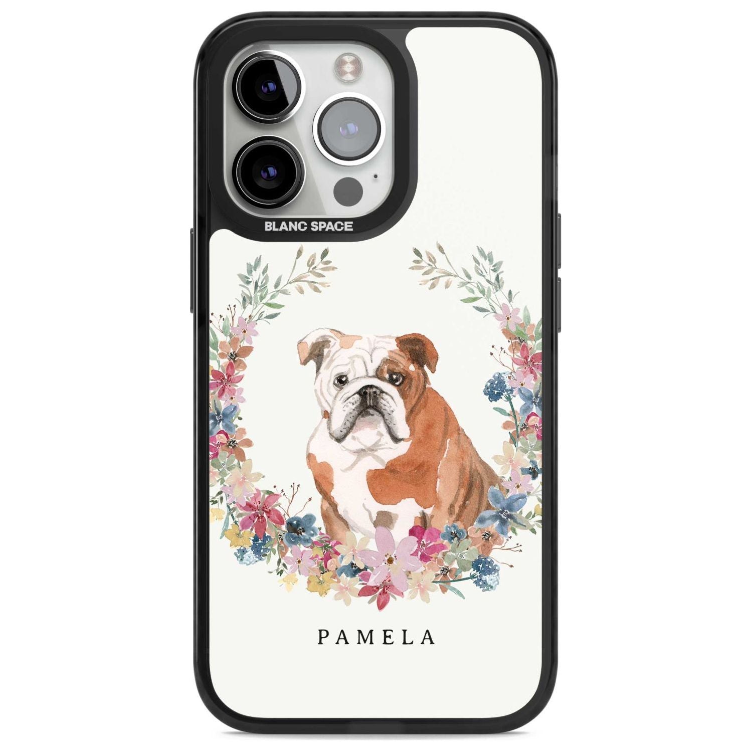 Personalised English Bulldog - Watercolour Dog Portrait Custom Phone Case iPhone 15 Pro Max / Magsafe Black Impact Case,iPhone 15 Pro / Magsafe Black Impact Case,iPhone 14 Pro Max / Magsafe Black Impact Case,iPhone 14 Pro / Magsafe Black Impact Case,iPhone 13 Pro / Magsafe Black Impact Case Blanc Space