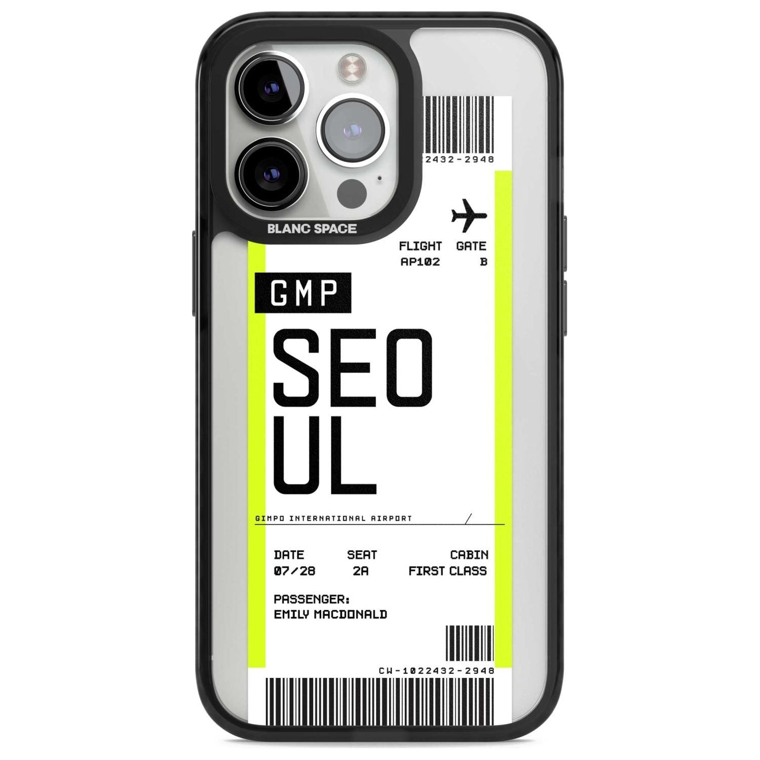 Personalised Seoul Boarding Pass Custom Phone Case iPhone 15 Pro Max / Magsafe Black Impact Case,iPhone 15 Pro / Magsafe Black Impact Case,iPhone 14 Pro Max / Magsafe Black Impact Case,iPhone 14 Pro / Magsafe Black Impact Case,iPhone 13 Pro / Magsafe Black Impact Case Blanc Space