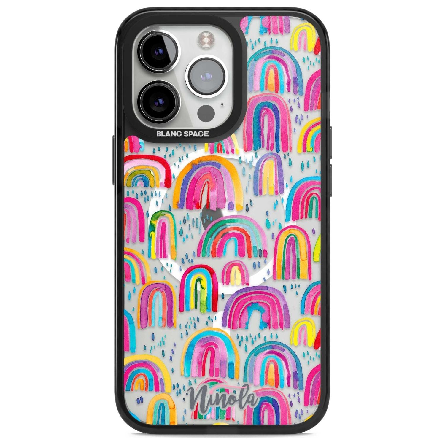 Cute Watercolor Rainbows Phone Case iPhone 15 Pro Max / Magsafe Black Impact Case,iPhone 15 Pro / Magsafe Black Impact Case,iPhone 14 Pro Max / Magsafe Black Impact Case,iPhone 14 Pro / Magsafe Black Impact Case,iPhone 13 Pro / Magsafe Black Impact Case Blanc Space