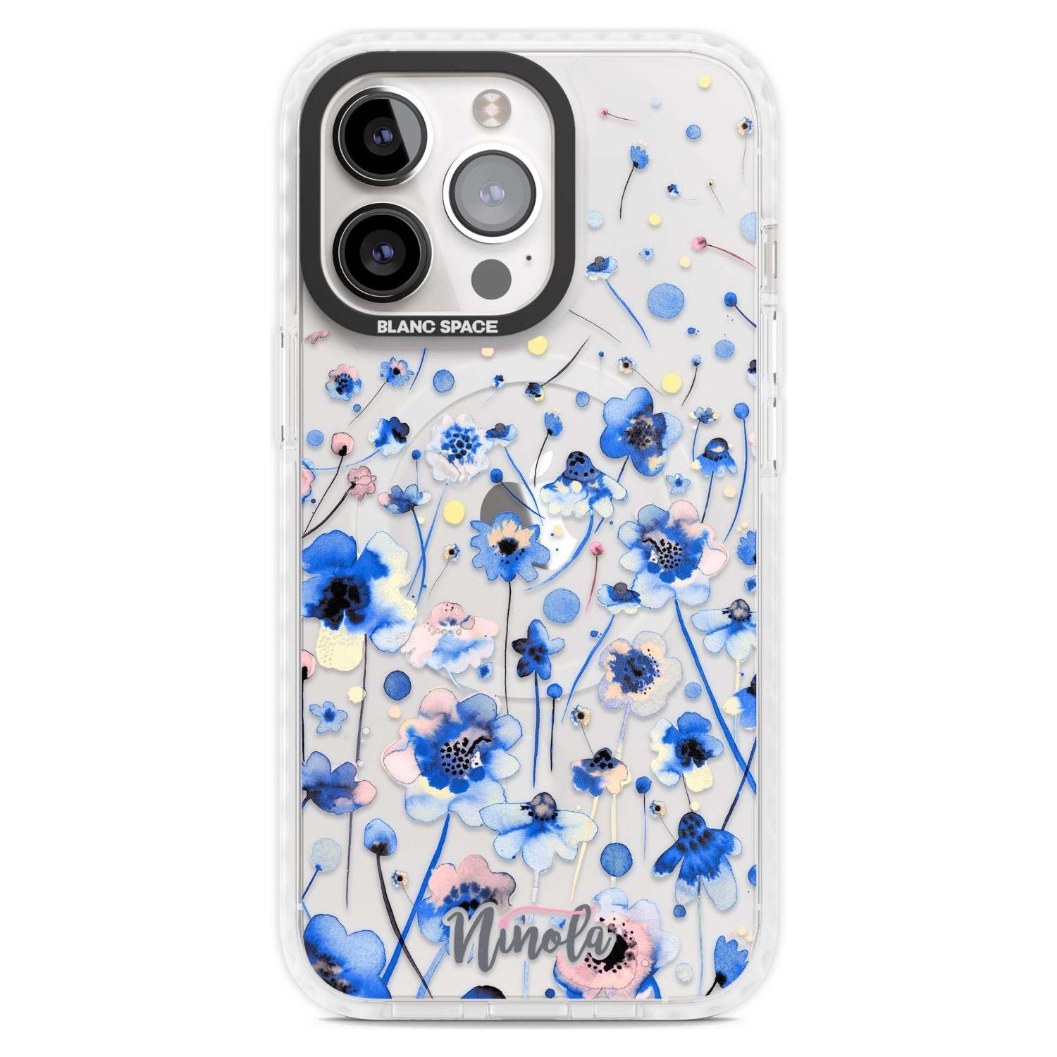 Ink Flowers Blue Phone Case iPhone 15 Pro Max / Magsafe Impact Case,iPhone 15 Pro / Magsafe Impact Case Blanc Space