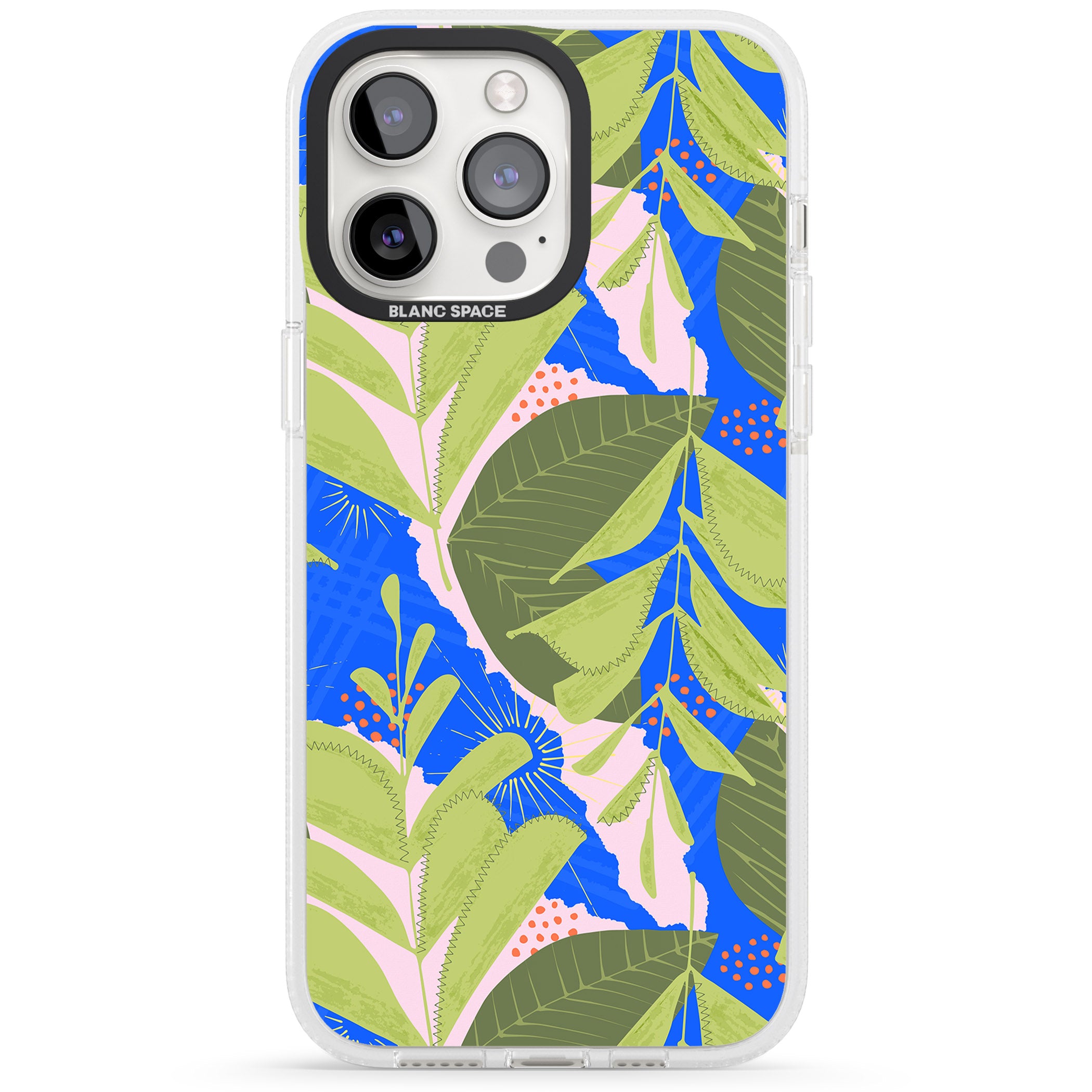 Fern Leaves Abstract Pattern iPhone 15 Pro Max / 15 Pro / 14 Pro Max / 14 Pro / 13 Pro Clear Case Impact Air - Blanc Space