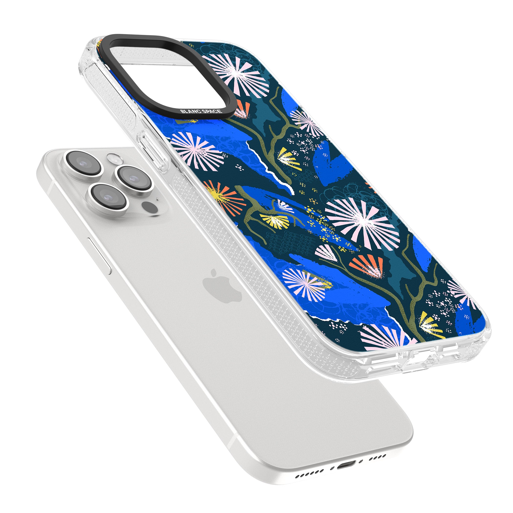 Dark Botanicals Abstract Pattern iPhone 15 Pro Max / 15 Pro / 14 Pro Max / 14 Pro / 13 Pro Clear Case Impact Air - Blanc Space