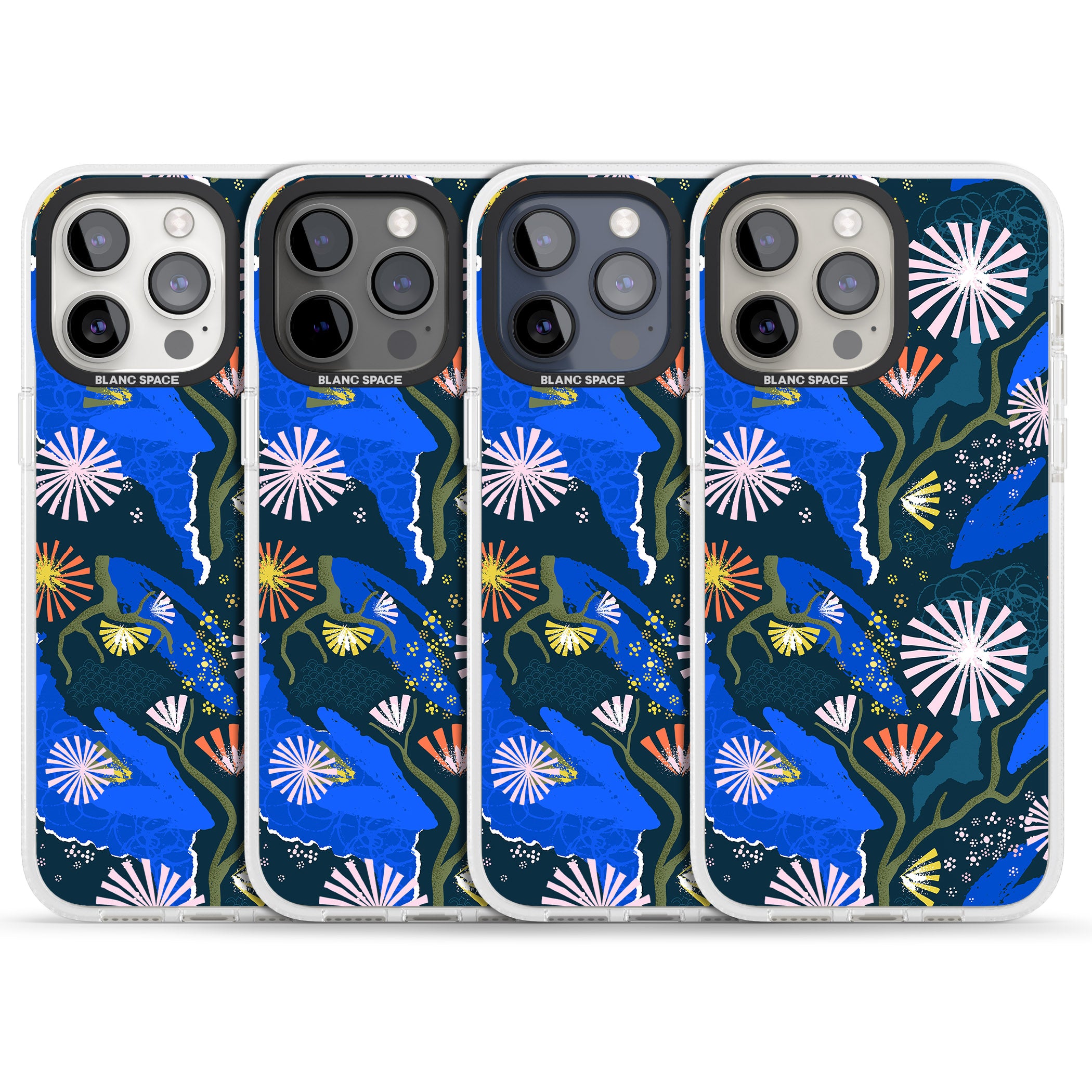Dark Botanicals Abstract Pattern iPhone 15 Pro Max / 15 Pro / 14 Pro Max / 14 Pro / 13 Pro Clear Case Impact Air - Blanc Space