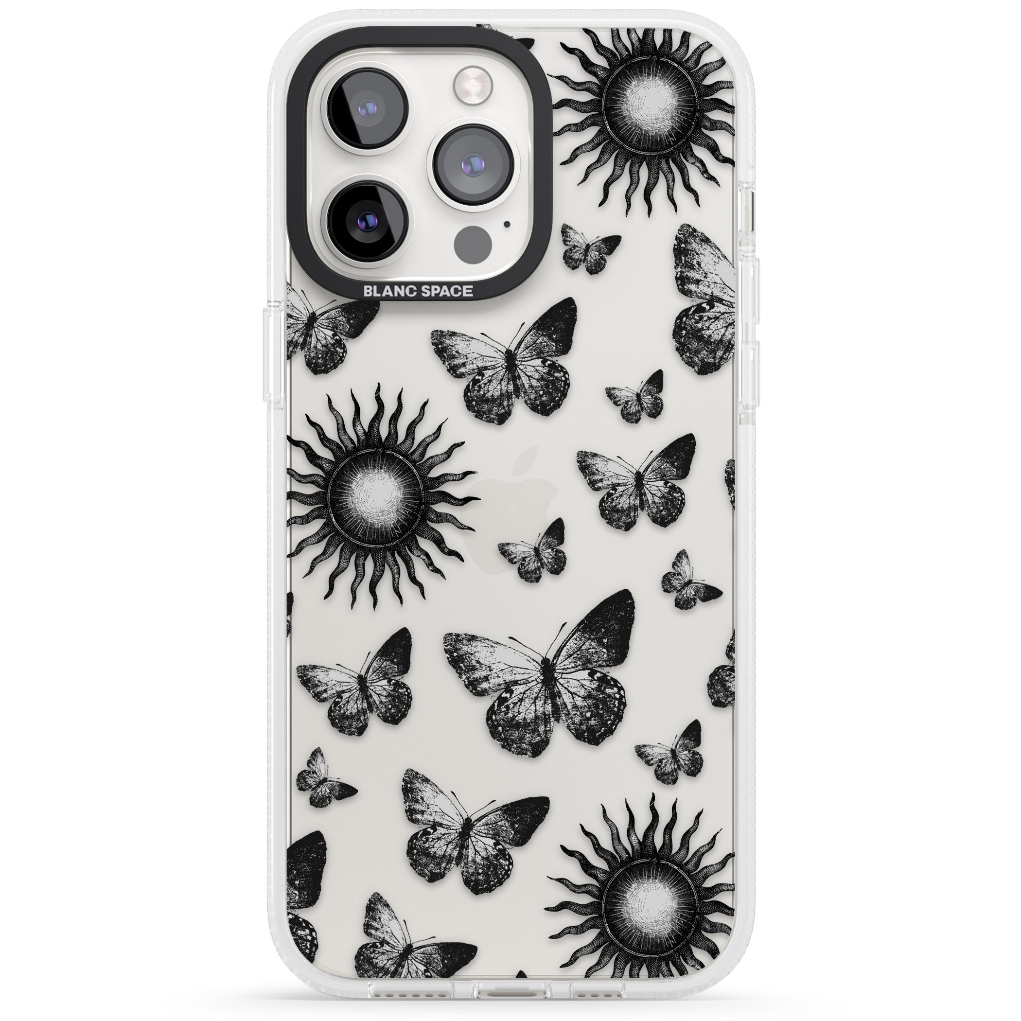 Butterflies & Suns iPhone 15 Pro Max / 15 Pro / 14 Pro Max / 14 Pro / 13 Pro Clear Case Impact Air - Blanc Space