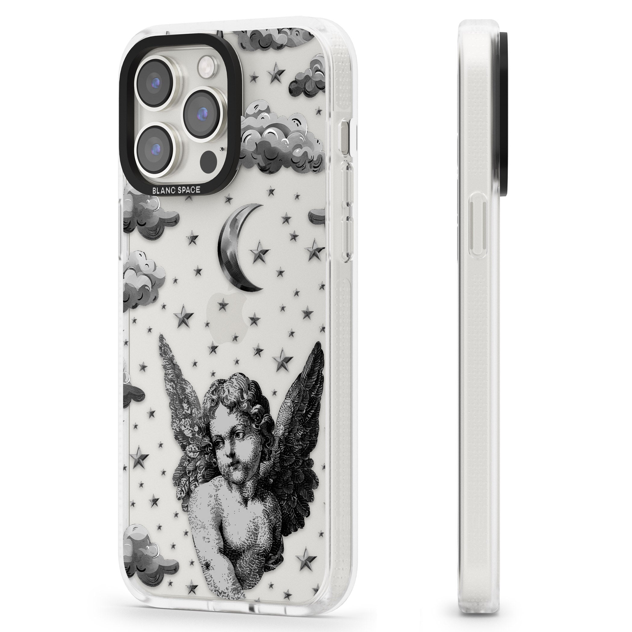 Celestial Cherub iPhone 15 Pro Max / 15 Pro / 14 Pro Max / 14 Pro / 13 Pro Clear Case Impact Air - Blanc Space