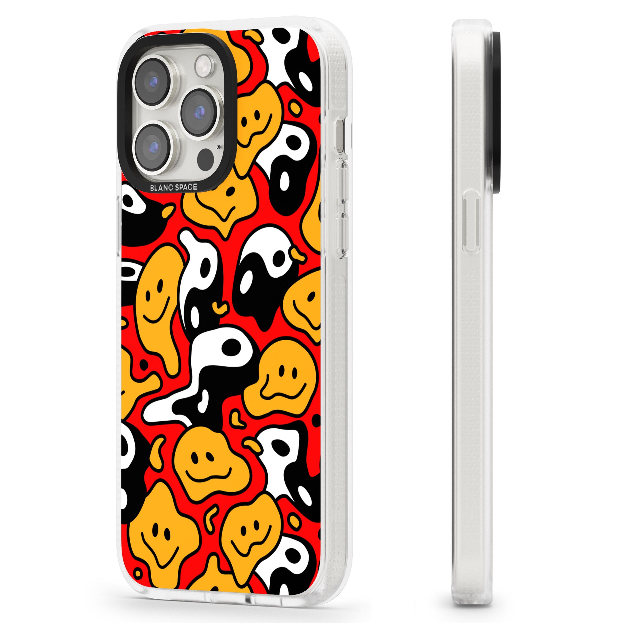 Yin Yang Acid Face iPhone 15 Pro Max / 15 Pro / 14 Pro Max / 14 Pro / 13 Pro Clear Case Impact Air - Blanc Space