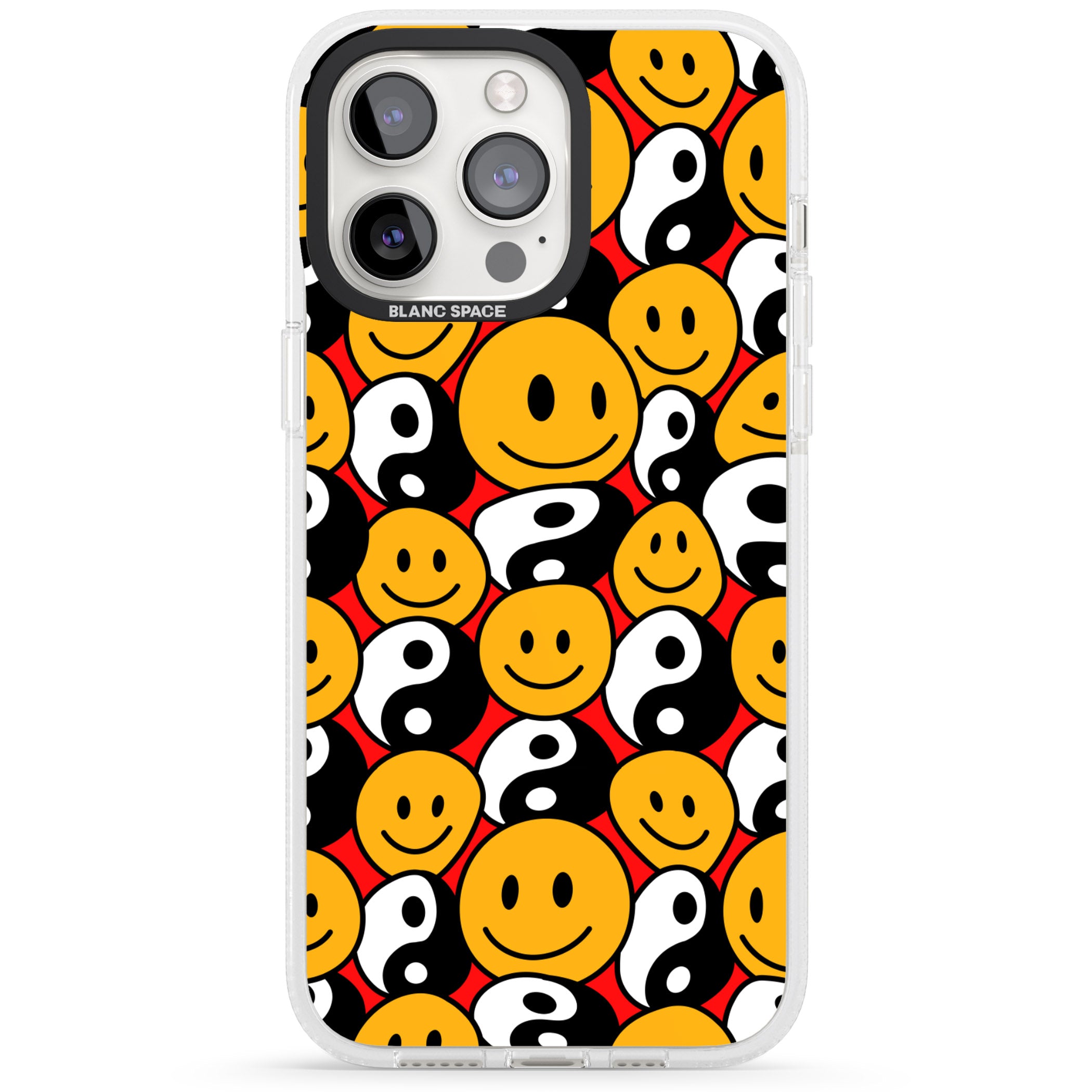 Yin Yang & Faces iPhone 15 Pro Max / 15 Pro / 14 Pro Max / 14 Pro / 13 Pro Clear Case Impact Air - Blanc Space