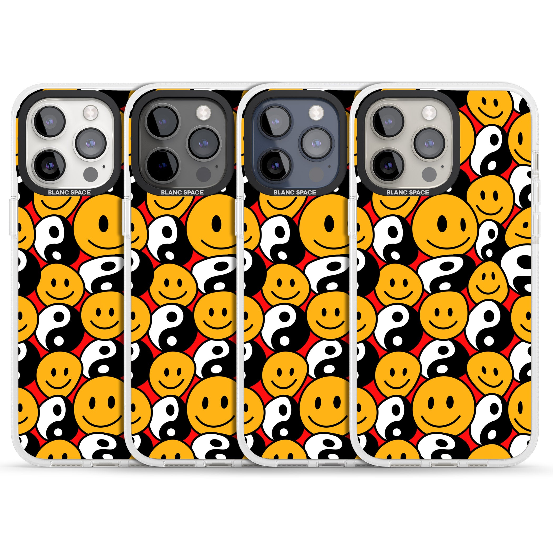 Yin Yang & Faces iPhone 15 Pro Max / 15 Pro / 14 Pro Max / 14 Pro / 13 Pro Clear Case Impact Air - Blanc Space