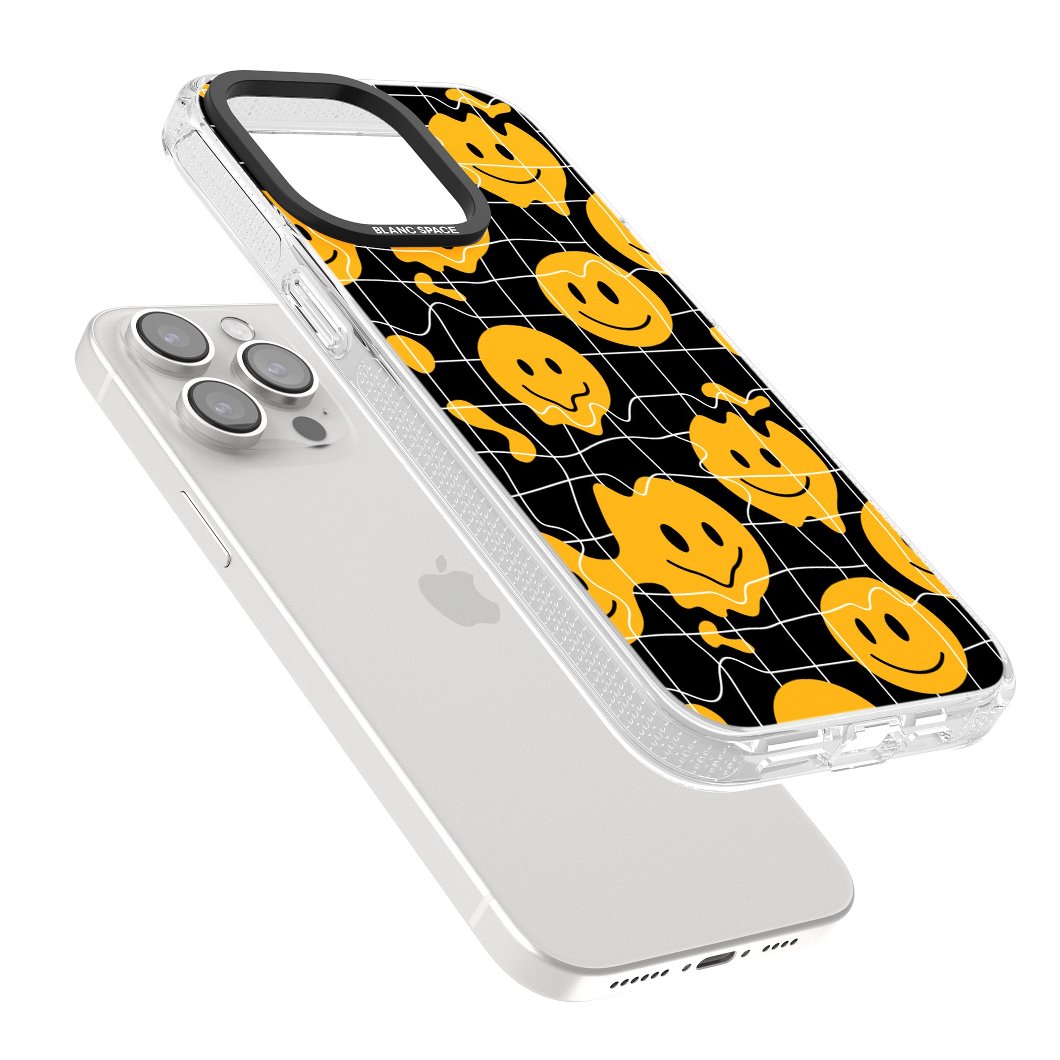 Acid Face Grid Pattern iPhone 15 Pro Max / 15 Pro / 14 Pro Max / 14 Pro / 13 Pro Clear Case Impact Air - Blanc Space