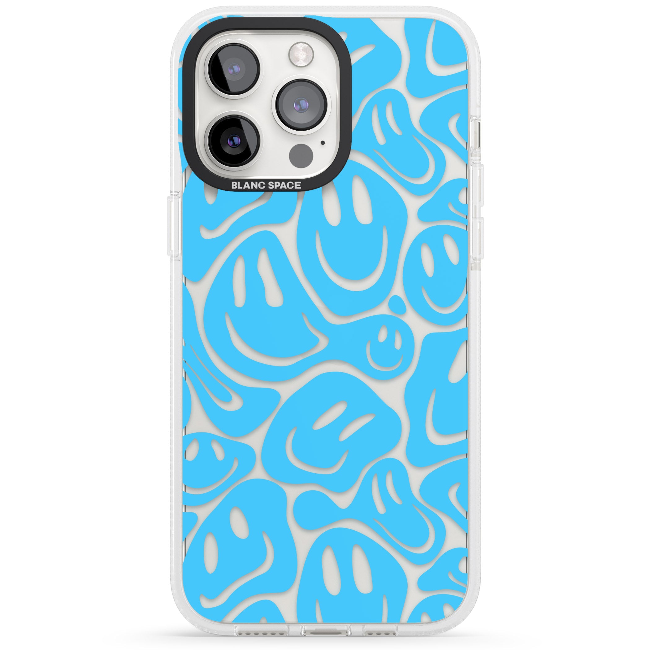 Blue Acid Faces iPhone 15 Pro Max / 15 Pro / 14 Pro Max / 14 Pro / 13 Pro Clear Case Impact Air - Blanc Space