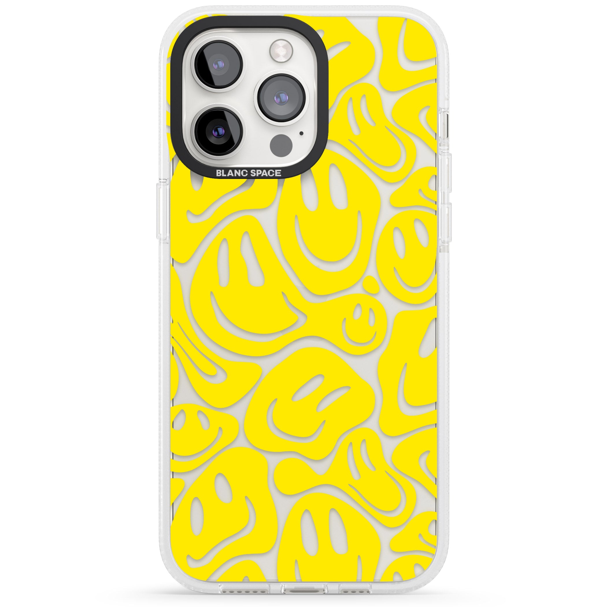 Yellow Acid Faces iPhone 15 Pro Max / 15 Pro / 14 Pro Max / 14 Pro / 13 Pro Clear Case Impact Air - Blanc Space