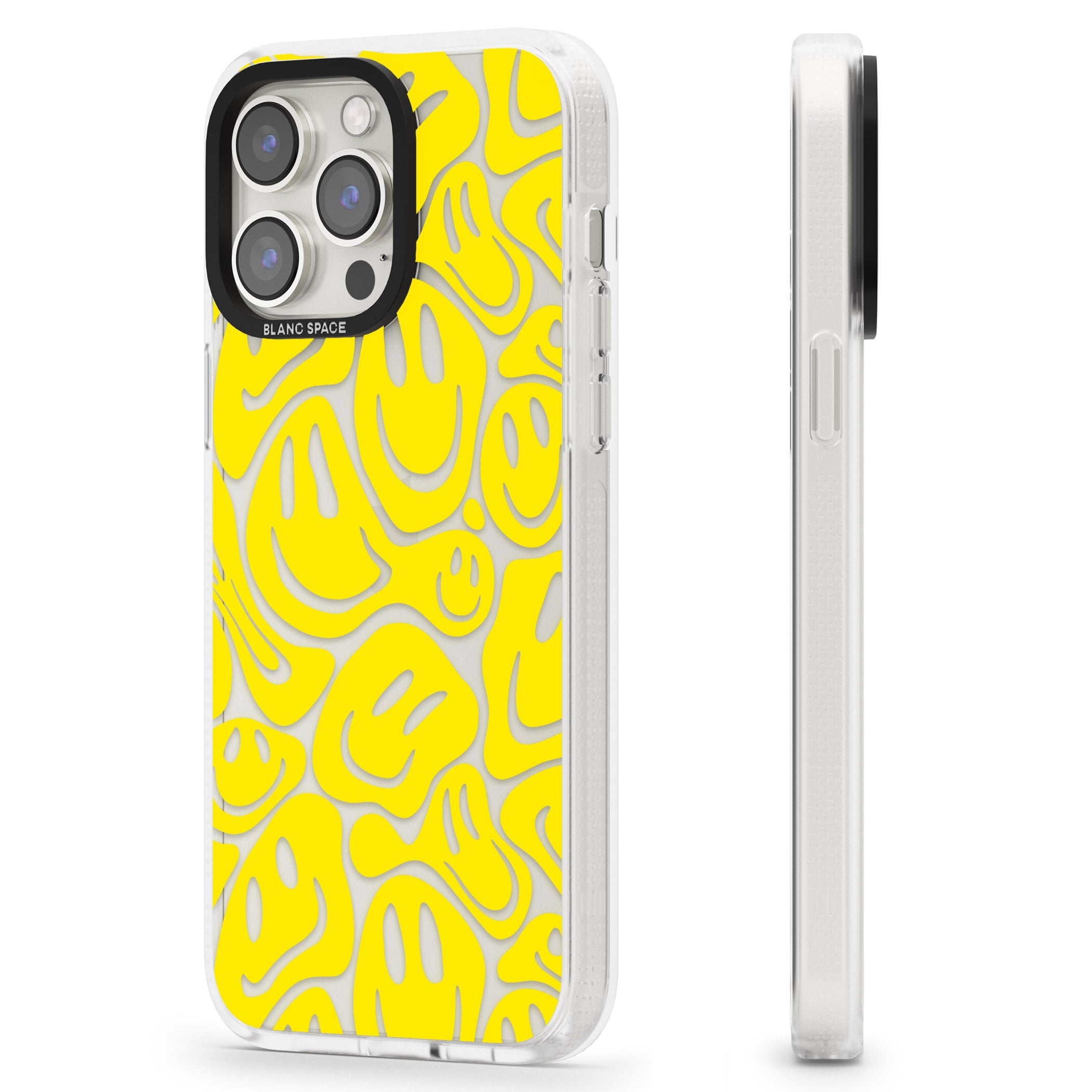 Yellow Acid Faces iPhone 15 Pro Max / 15 Pro / 14 Pro Max / 14 Pro / 13 Pro Clear Case Impact Air - Blanc Space