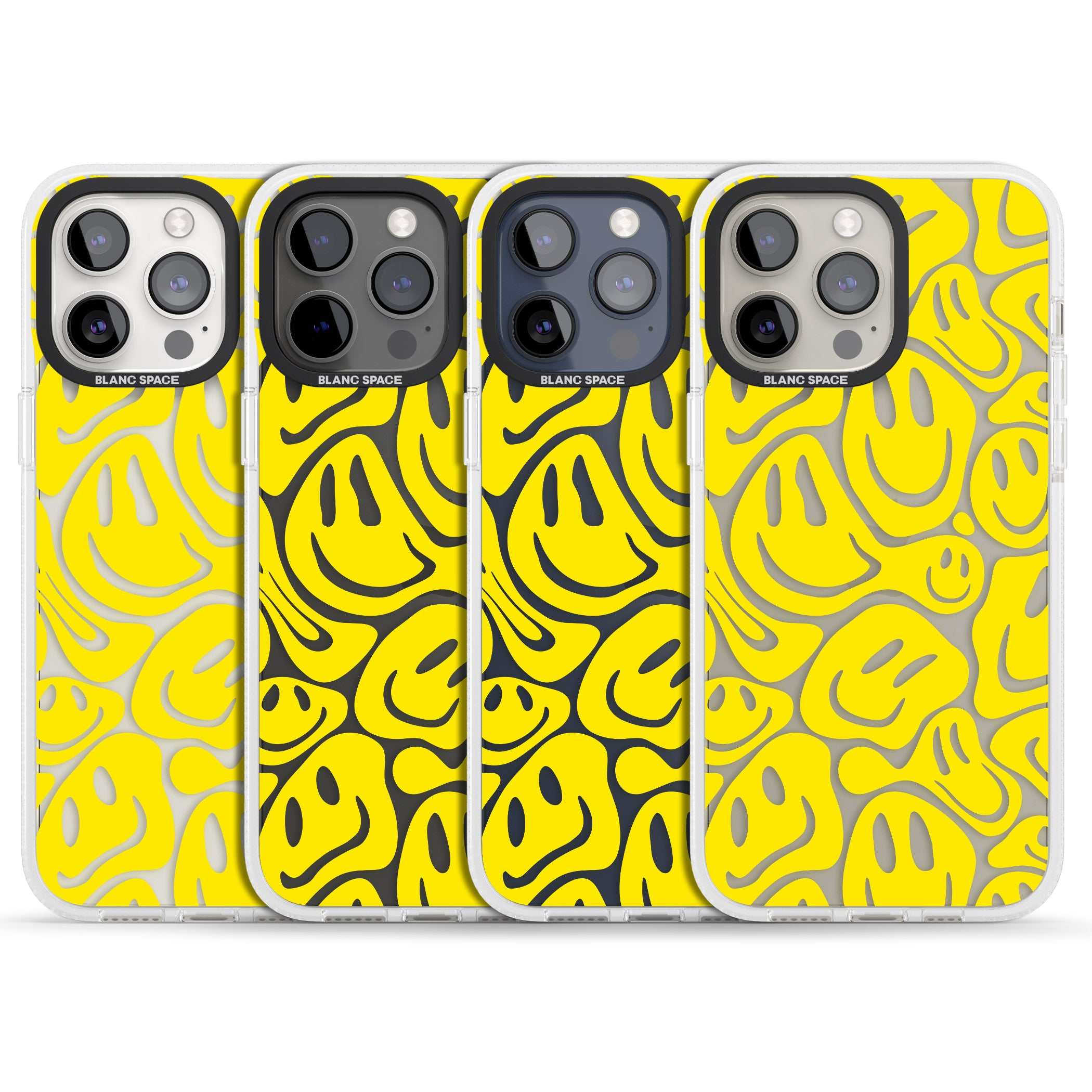 Yellow Acid Faces iPhone 15 Pro Max / 15 Pro / 14 Pro Max / 14 Pro / 13 Pro Clear Case Impact Air - Blanc Space