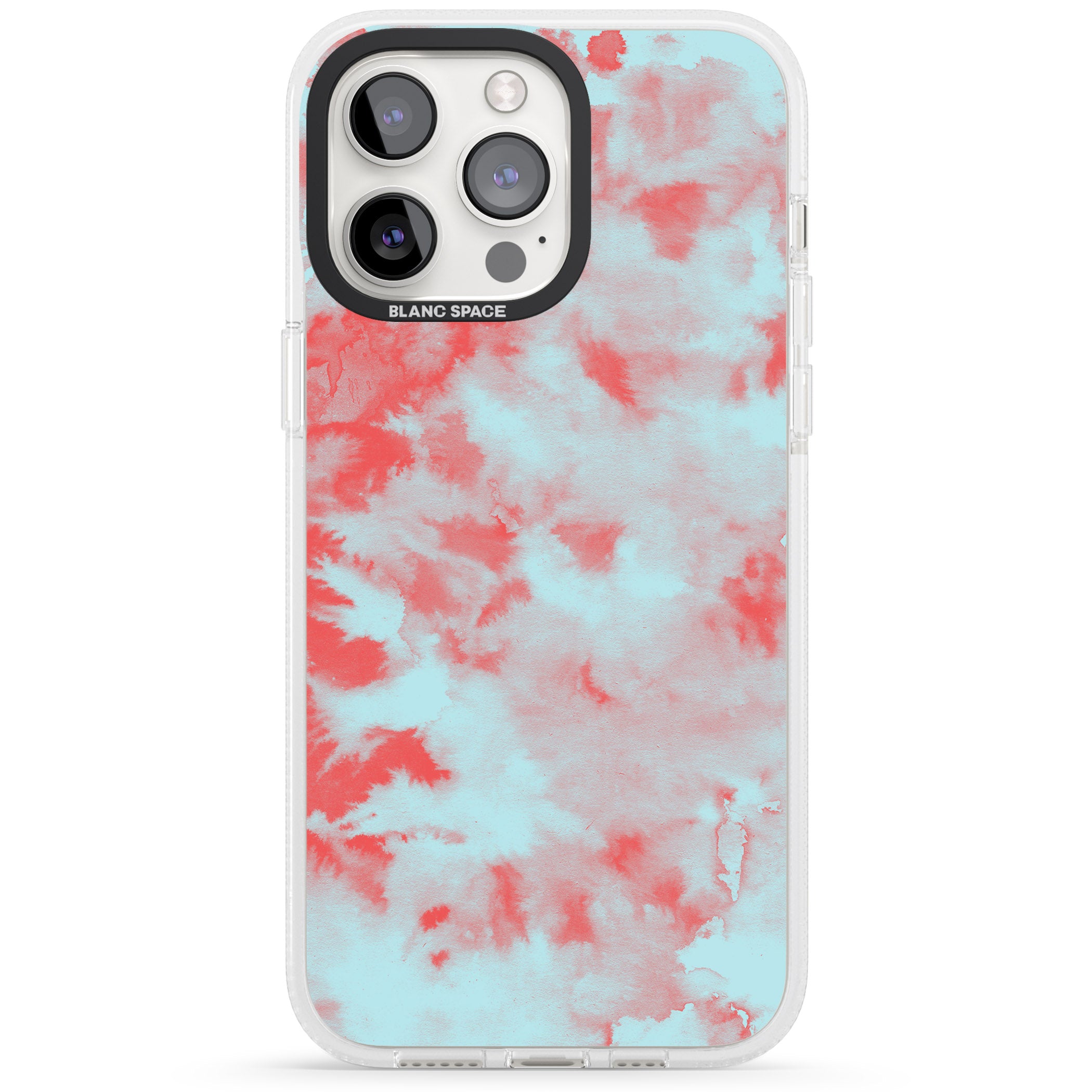 Red & Blue Acid Wash Tie-Dye Pattern iPhone 15 Pro Max / 15 Pro / 14 Pro Max / 14 Pro / 13 Pro Clear Case Impact Air - Blanc Space