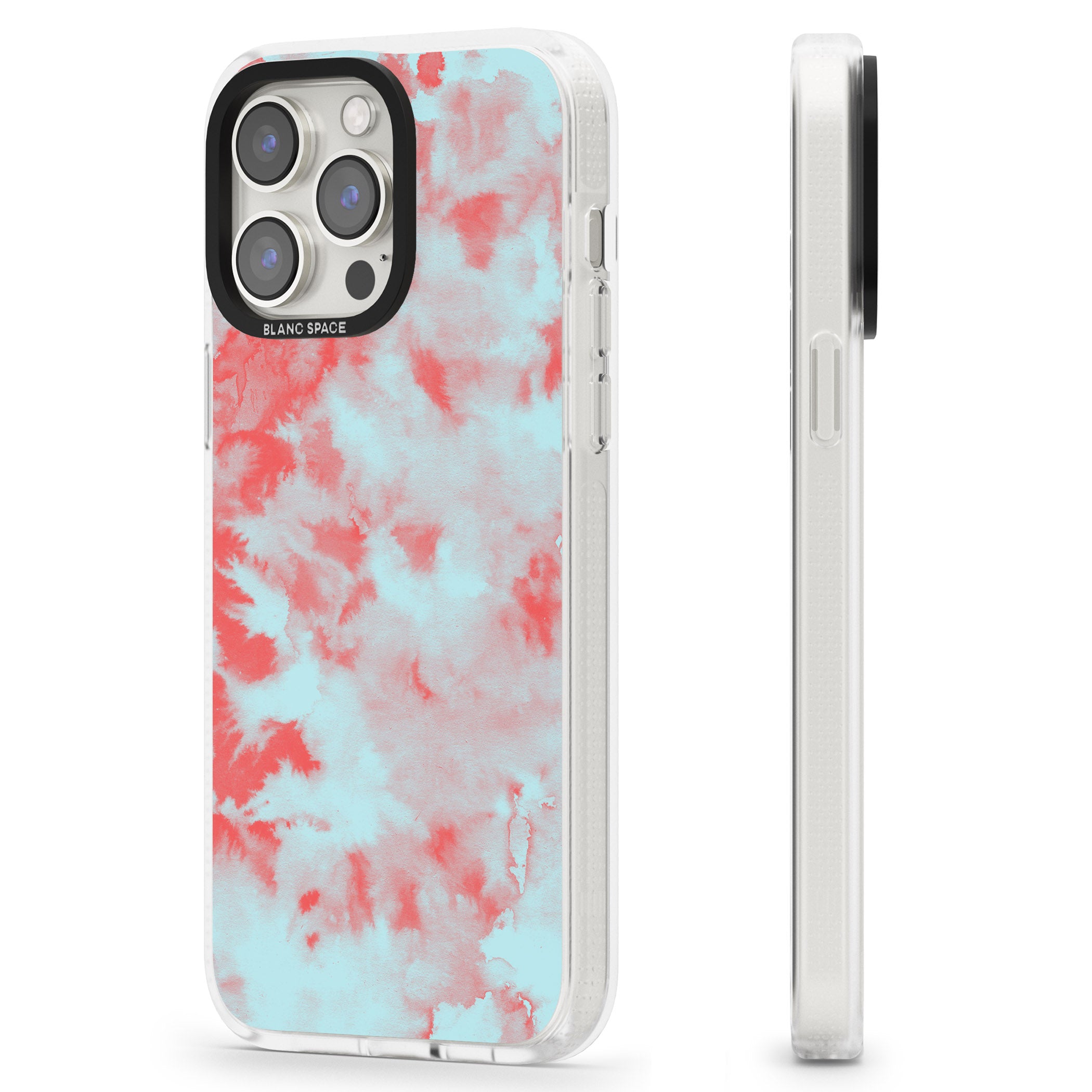 Red & Blue Acid Wash Tie-Dye Pattern iPhone 15 Pro Max / 15 Pro / 14 Pro Max / 14 Pro / 13 Pro Clear Case Impact Air - Blanc Space