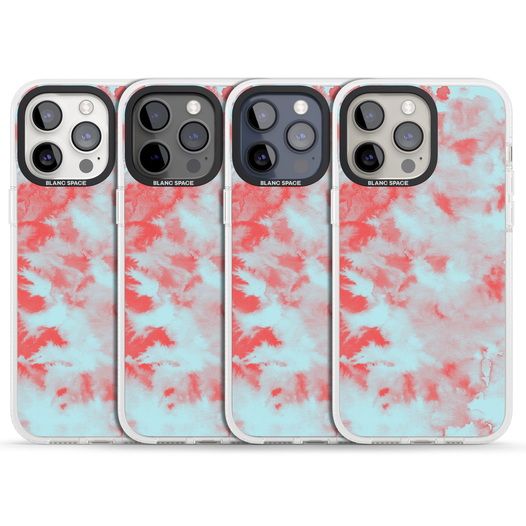 Red & Blue Acid Wash Tie-Dye Pattern iPhone 15 Pro Max / 15 Pro / 14 Pro Max / 14 Pro / 13 Pro Clear Case Impact Air - Blanc Space