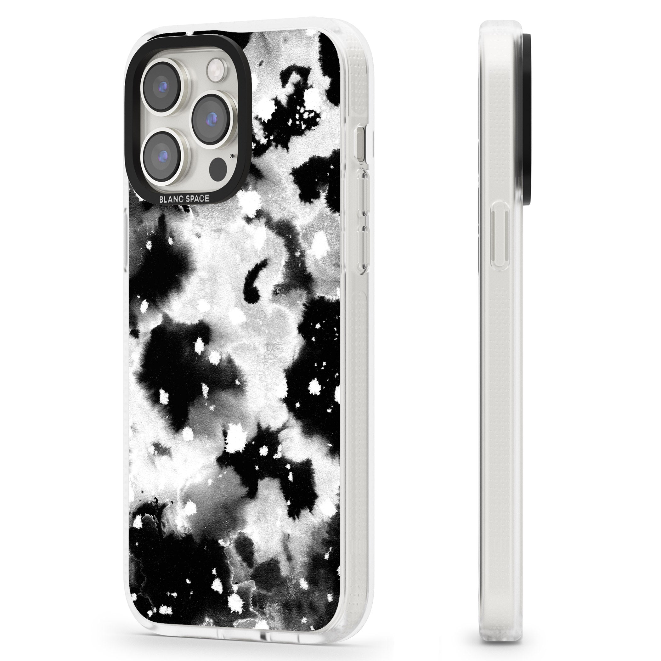 Black & White Acid Wash Tie-Dye Pattern iPhone 15 Pro Max / 15 Pro / 14 Pro Max / 14 Pro / 13 Pro Clear Case Impact Air - Blanc Space