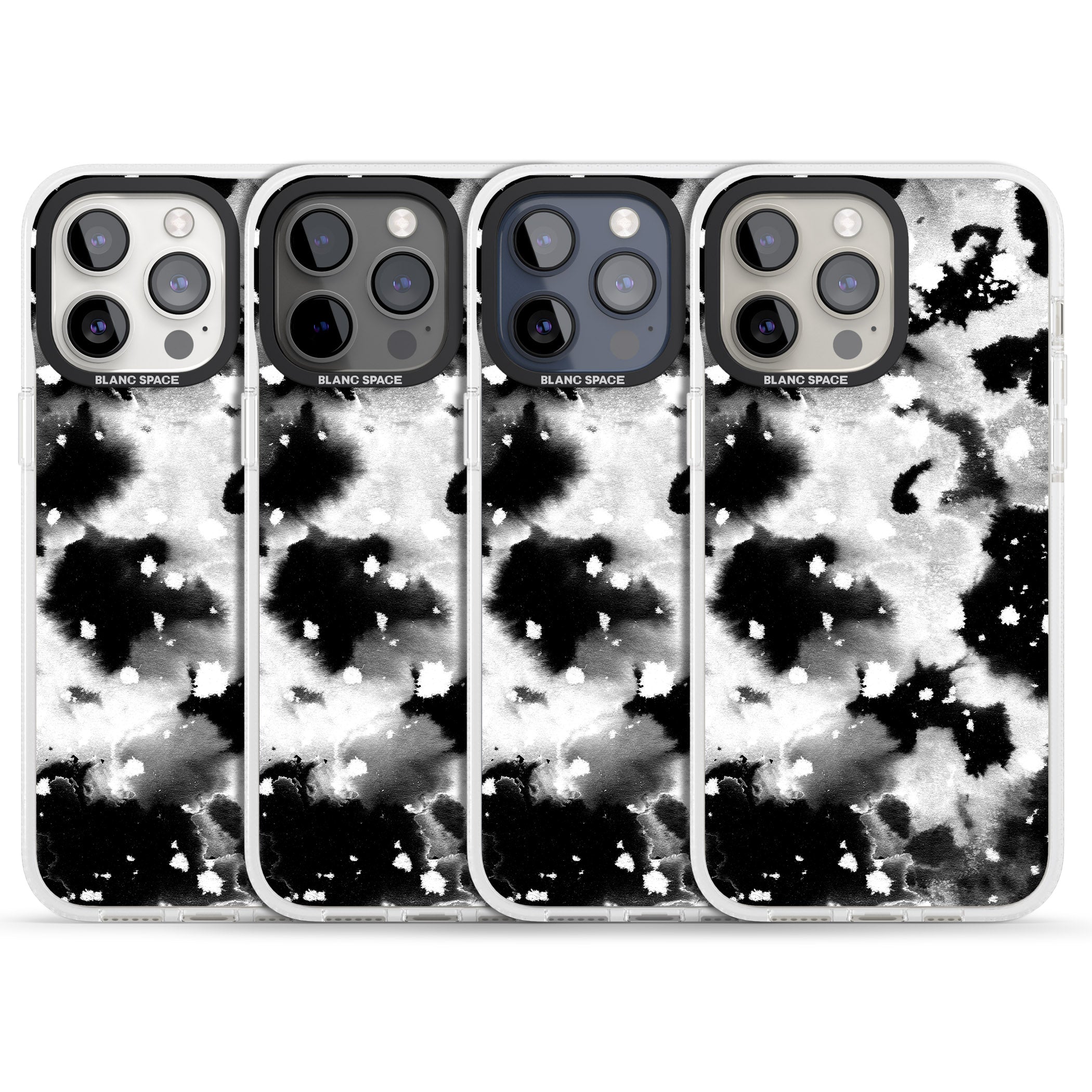 Black & White Acid Wash Tie-Dye Pattern iPhone 15 Pro Max / 15 Pro / 14 Pro Max / 14 Pro / 13 Pro Clear Case Impact Air - Blanc Space