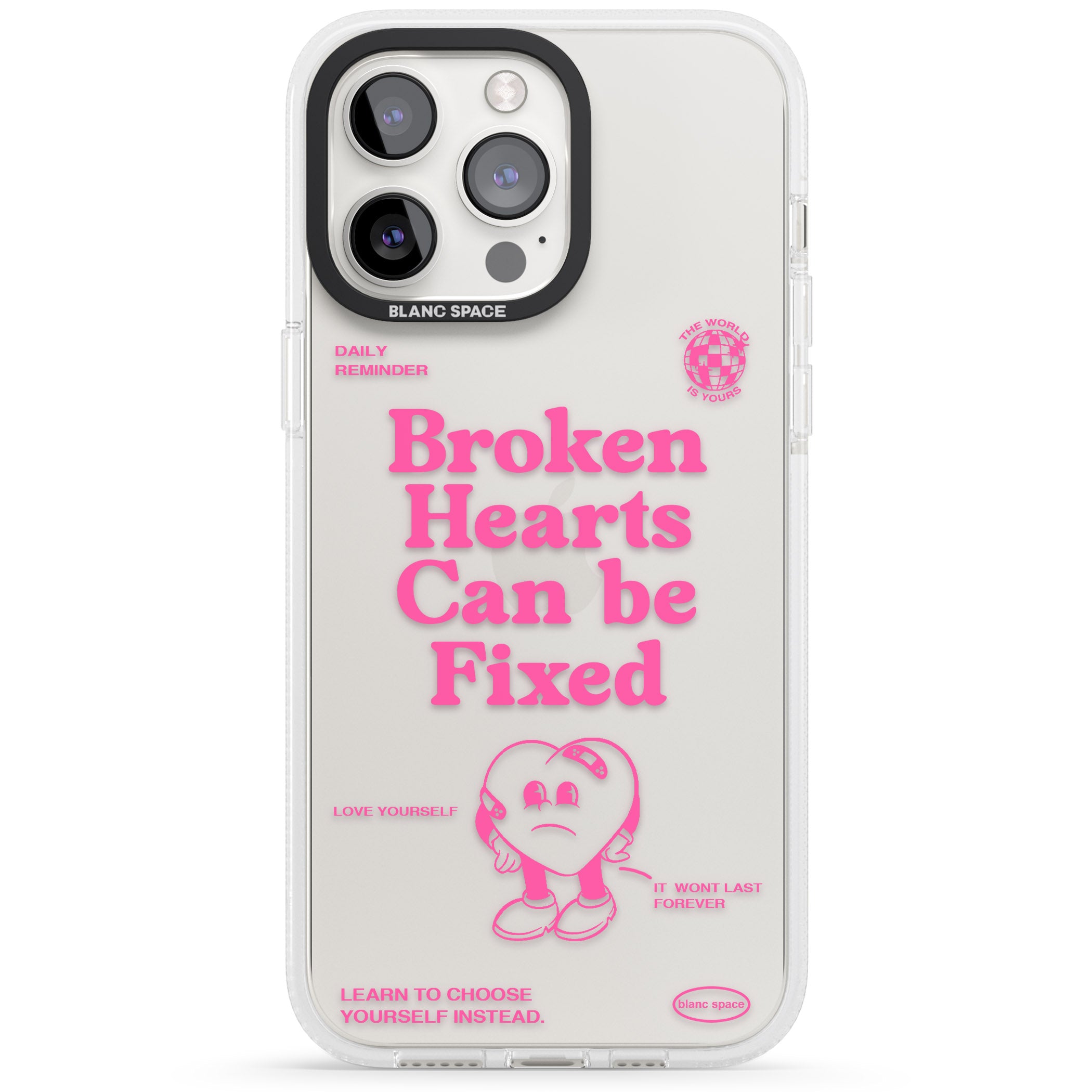 Broken Hearts Can Be Fixed iPhone 15 Pro Max / 15 Pro / 14 Pro Max / 14 Pro / 13 Pro Clear Case Impact Air - Blanc Space