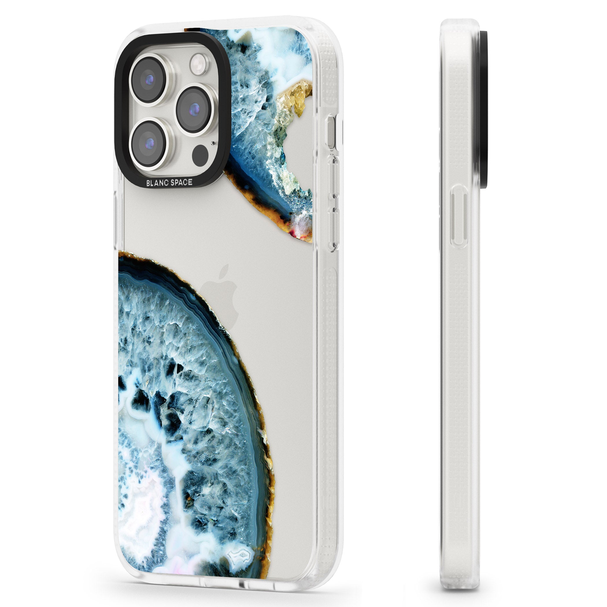Blue, White & Yellow Agate Gemstone iPhone 15 Pro Max / 15 Pro / 14 Pro Max / 14 Pro / 13 Pro Clear Case Impact Air - Blanc Space