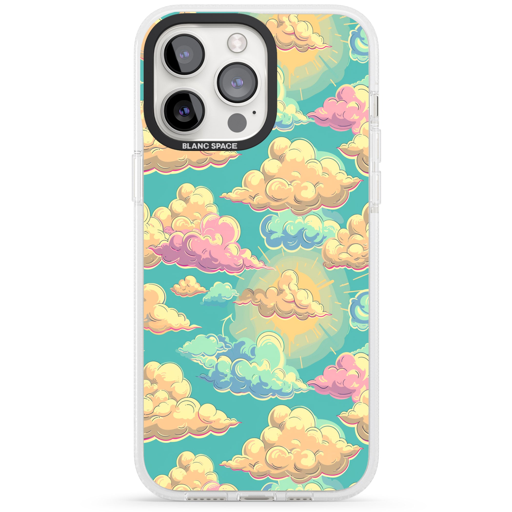 Pastel Clouds iPhone 15 Pro Max / 15 Pro / 14 Pro Max / 14 Pro / 13 Pro Clear Case Impact Air - Blanc Space