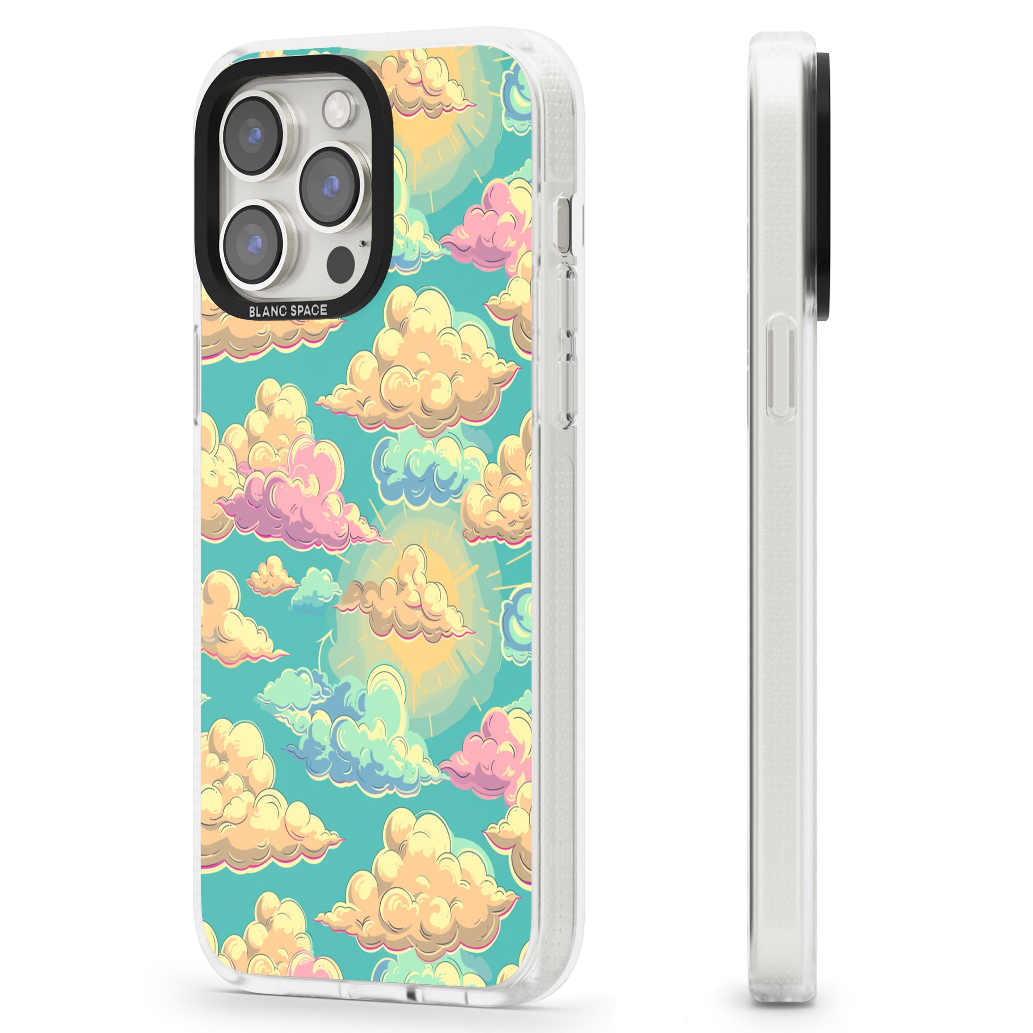 Pastel Clouds iPhone 15 Pro Max / 15 Pro / 14 Pro Max / 14 Pro / 13 Pro Clear Case Impact Air - Blanc Space