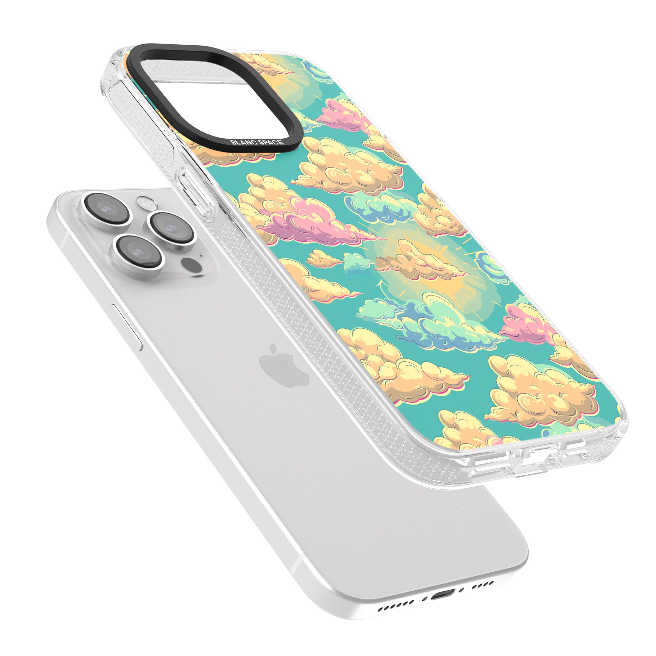 Pastel Clouds iPhone 15 Pro Max / 15 Pro / 14 Pro Max / 14 Pro / 13 Pro Clear Case Impact Air - Blanc Space