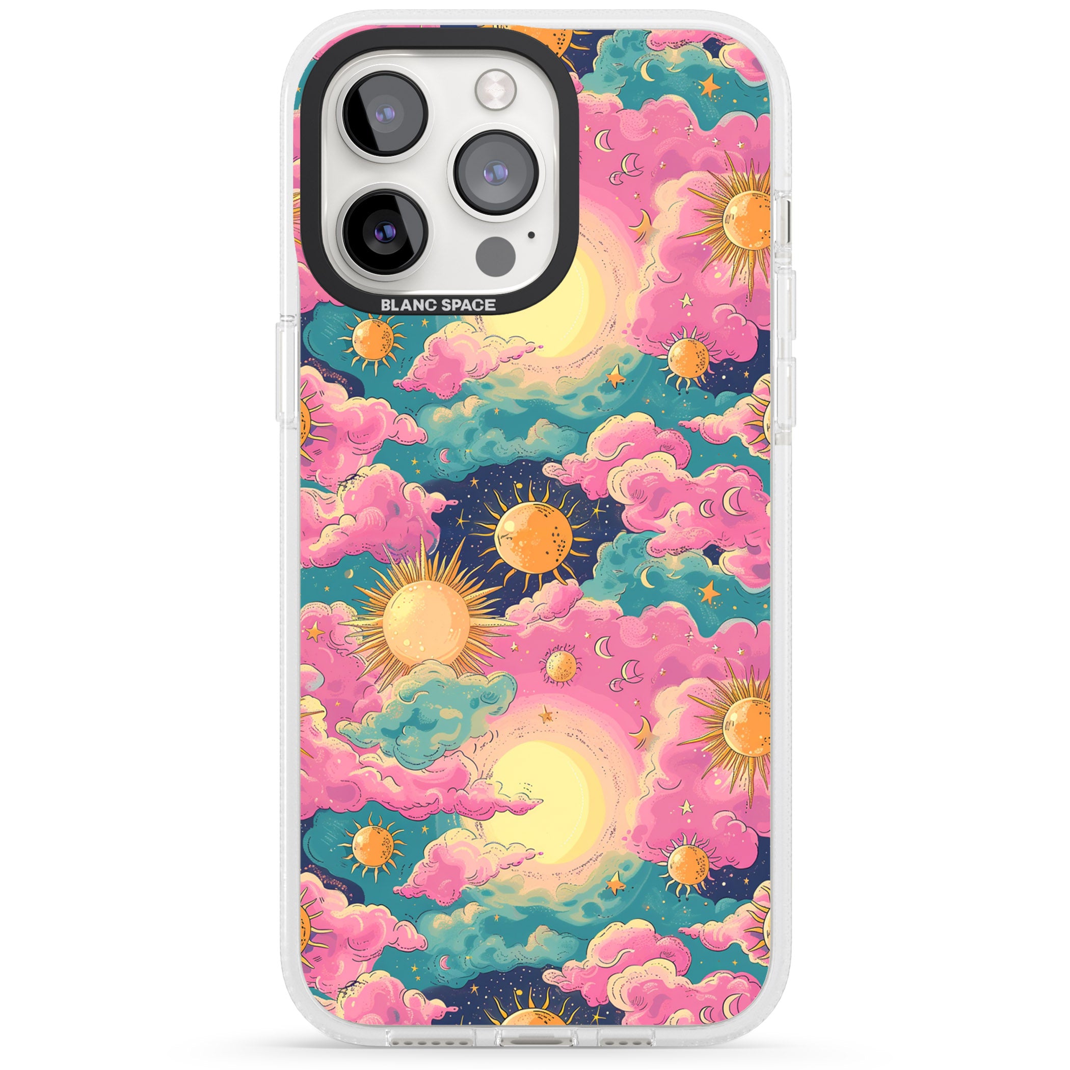 Starlight Clouds iPhone 15 Pro Max / 15 Pro / 14 Pro Max / 14 Pro / 13 Pro Clear Case Impact Air - Blanc Space