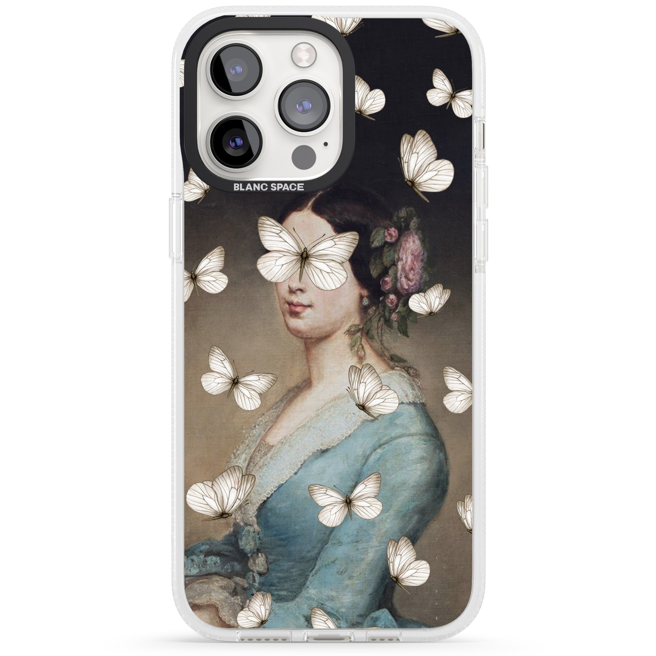 BUTTERFLY BEAUTY iPhone 15 Pro Max / 15 Pro / 14 Pro Max / 14 Pro / 13 Pro Clear Case Impact Air - Blanc Space