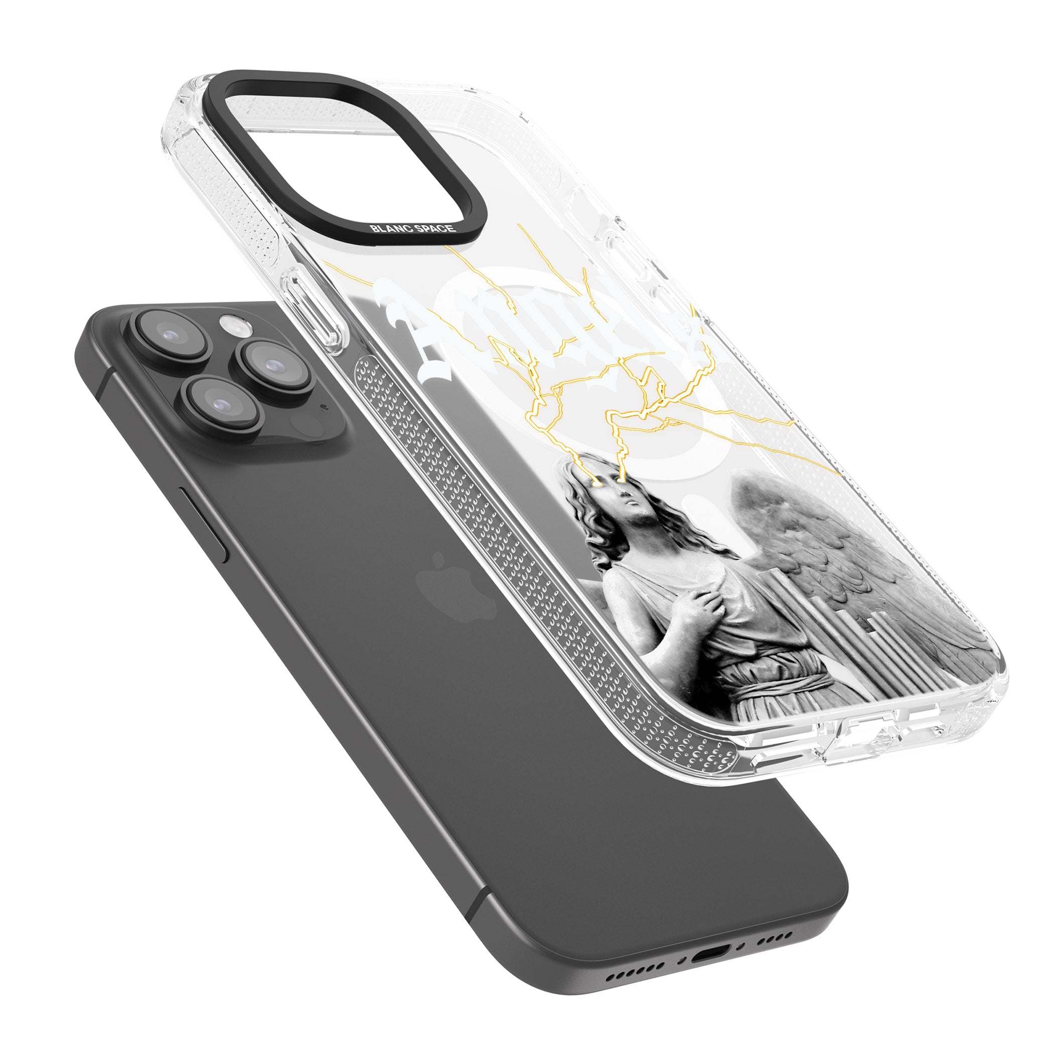 ANGELS iPhone 15 Pro Max / 15 Pro / 14 Pro Max / 14 Pro / 13 Pro Clear Case Impact Air - Blanc Space